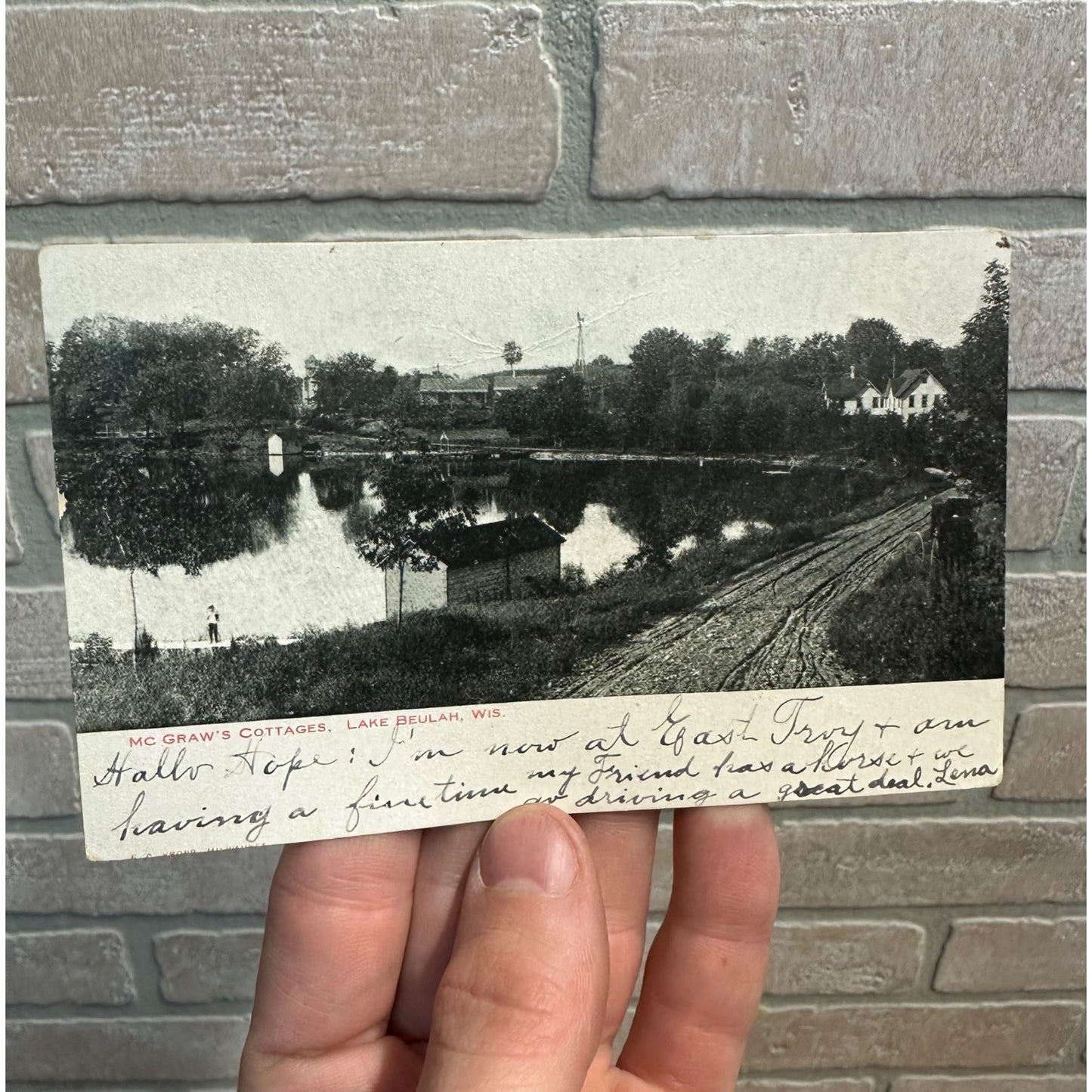 McGraw's Cottages Lake Beulah Wisconsin Vintage Postcard Wis WI
