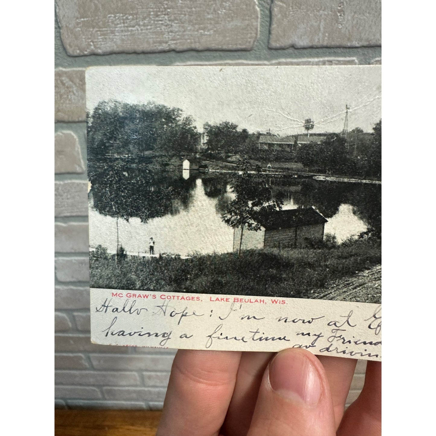 McGraw's Cottages Lake Beulah Wisconsin Vintage Postcard Wis WI