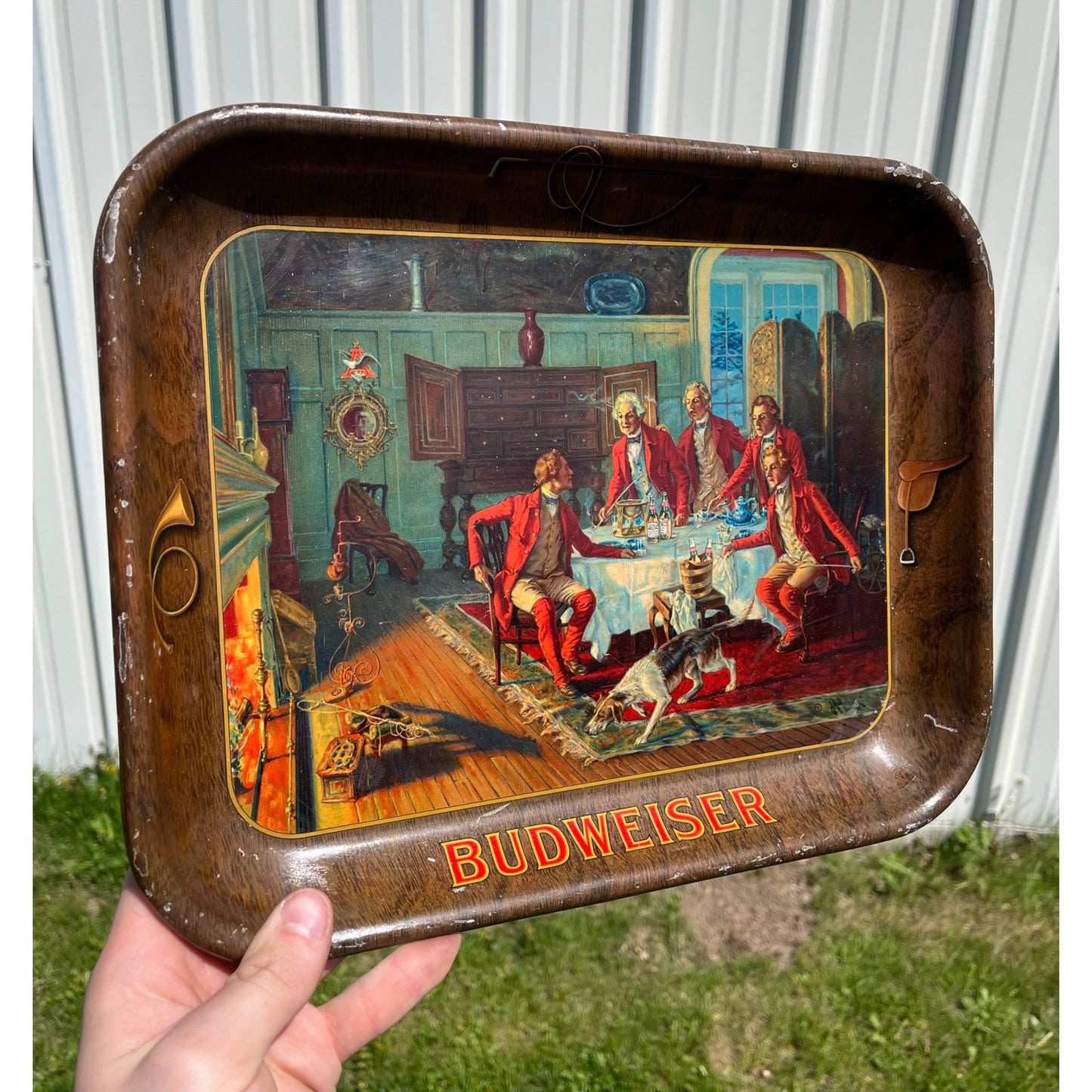Vintage c1938 Budweiser Beer Fox Hunt Advertising Serving Tray - CLEAN