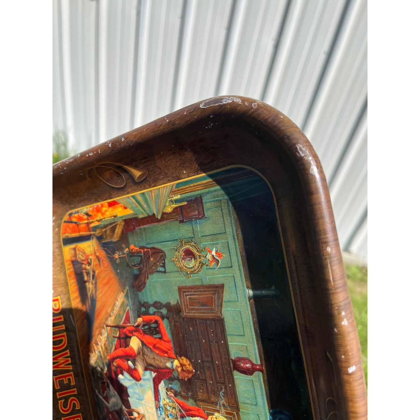Vintage c1938 Budweiser Beer Fox Hunt Advertising Serving Tray - CLEAN