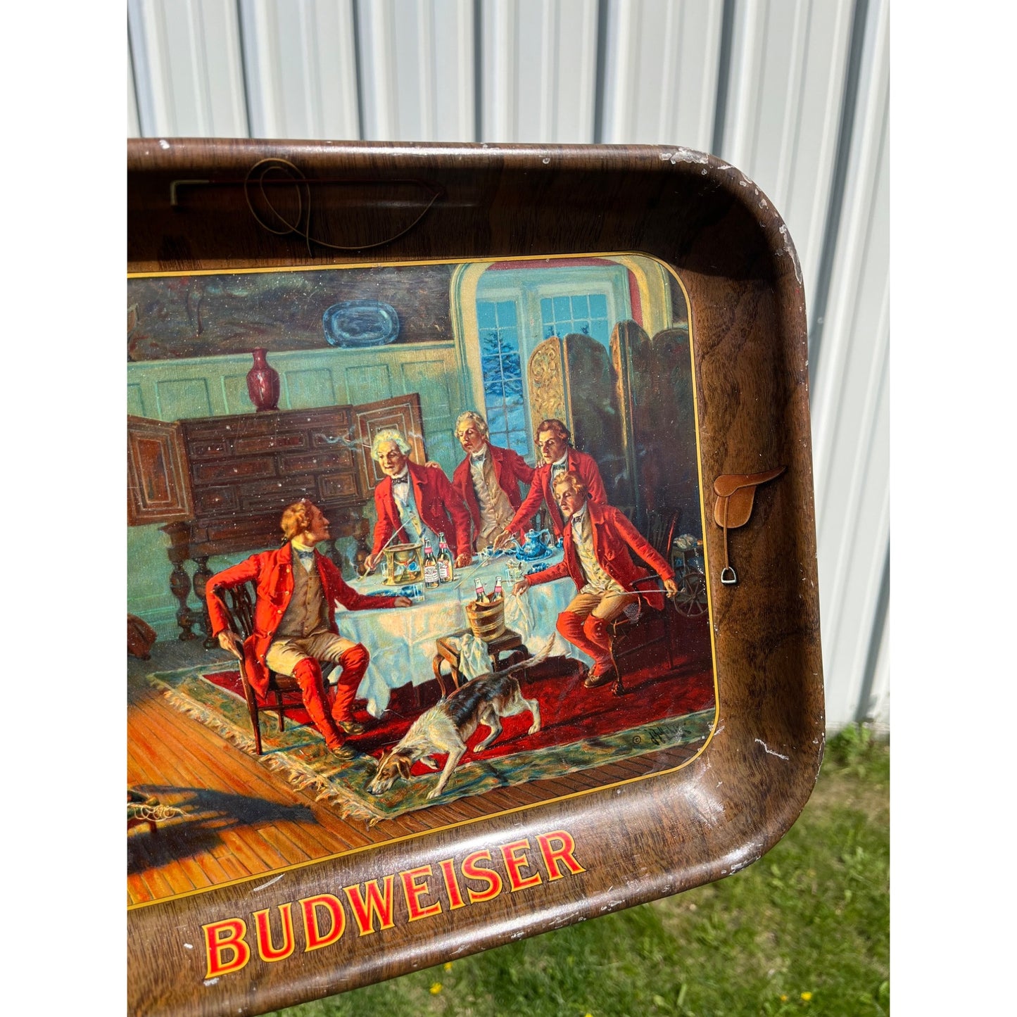 Vintage c1938 Budweiser Beer Fox Hunt Advertising Serving Tray - CLEAN