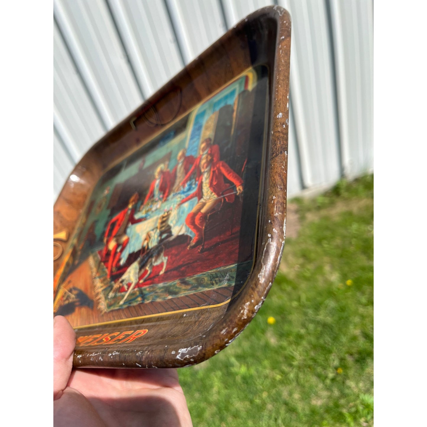 Vintage c1938 Budweiser Beer Fox Hunt Advertising Serving Tray - CLEAN