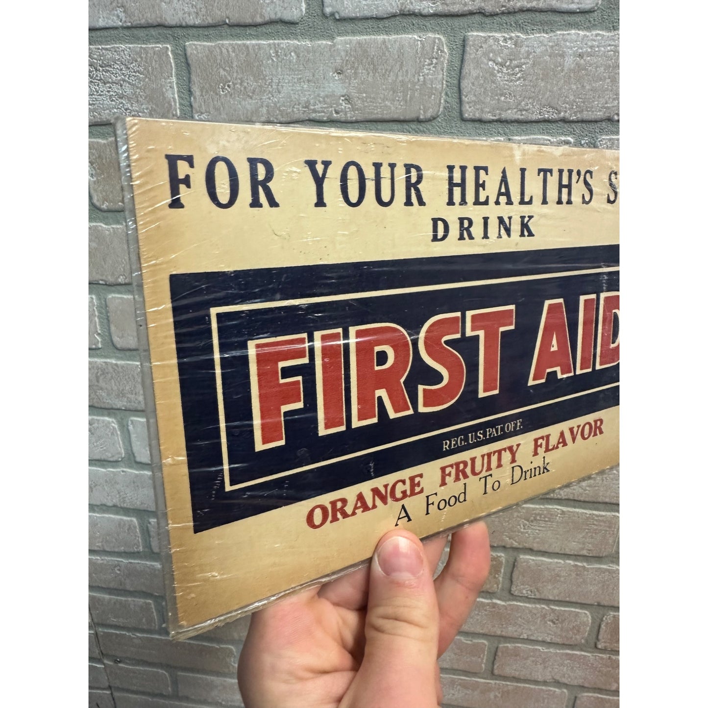 Original Vintage 1930s Drink First Aid Soda Juice Store Advertising Signs (2)
