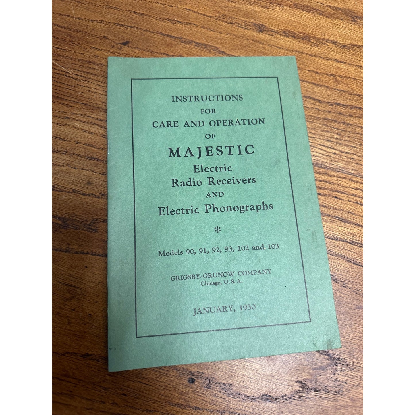 Vintage 1930 Instructions Majestic Electric Radio & Phonograph Operator's Guide