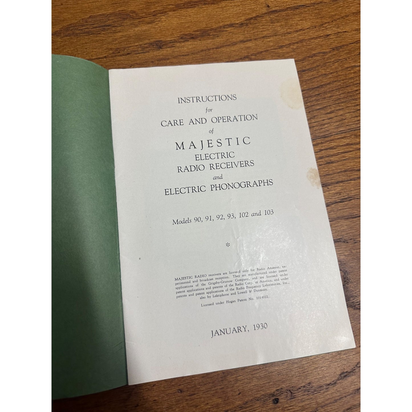 Vintage 1930 Instructions Majestic Electric Radio & Phonograph Operator's Guide