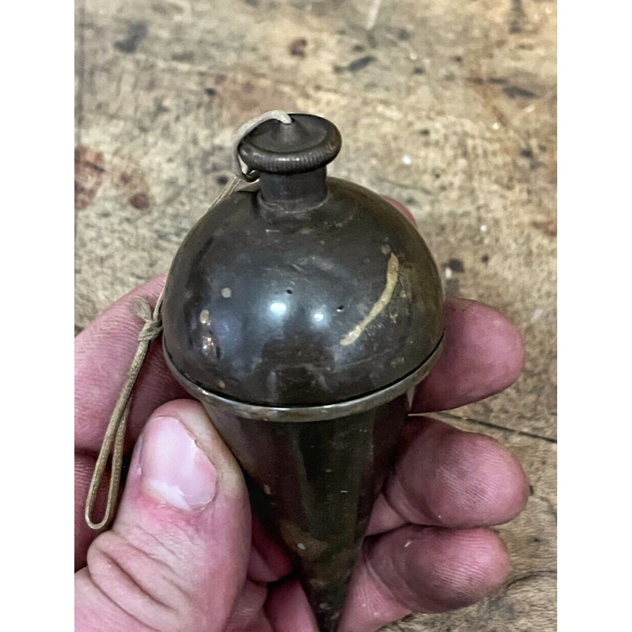 SCARCE Antique Vintage Dietzgen Plumb Bob w/ Internal Reel Solid Brass 10oz Tool