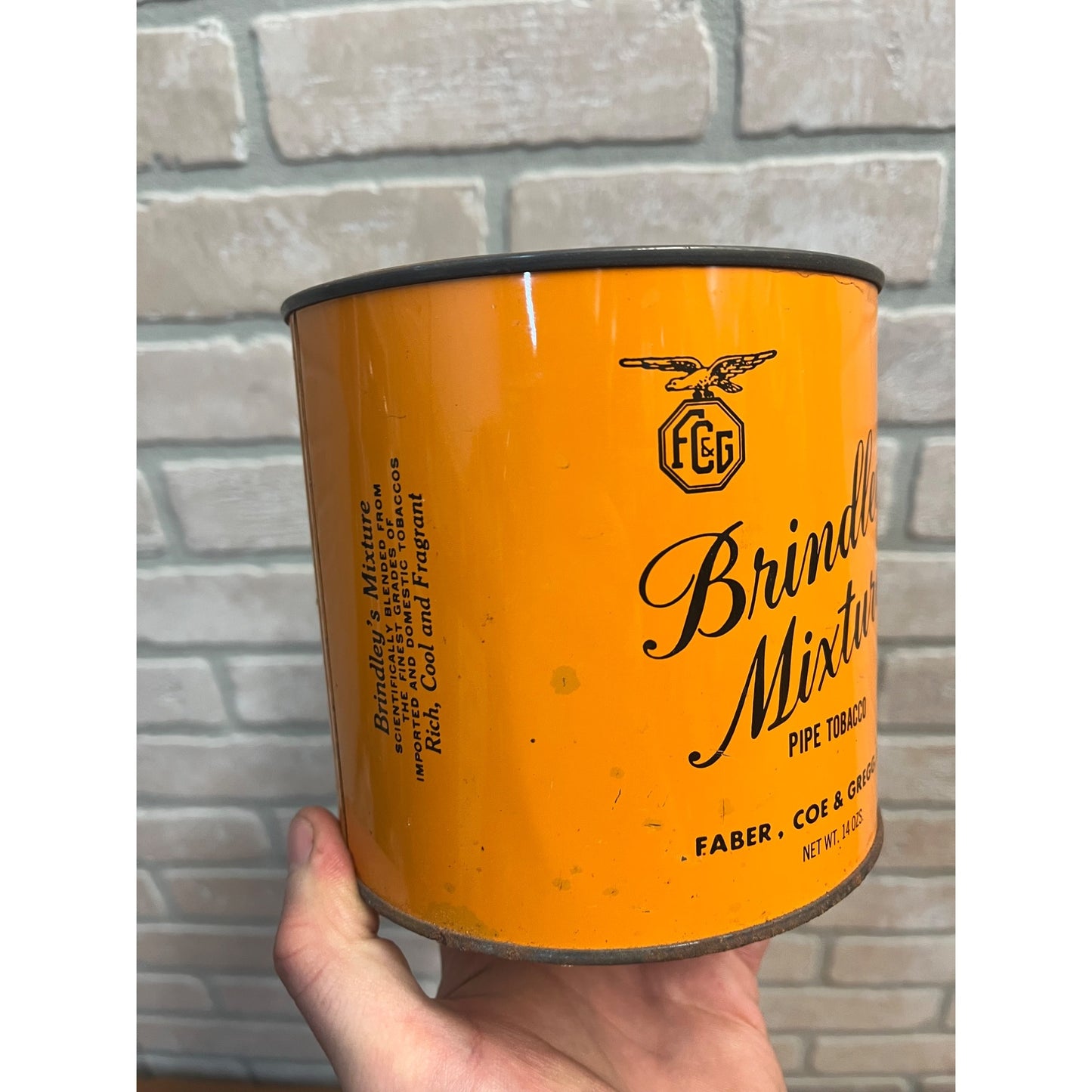 Vintage Brindley's Mixture Pipe Tobacco Tin Faber, Coe & Gregg, Inc. Empty