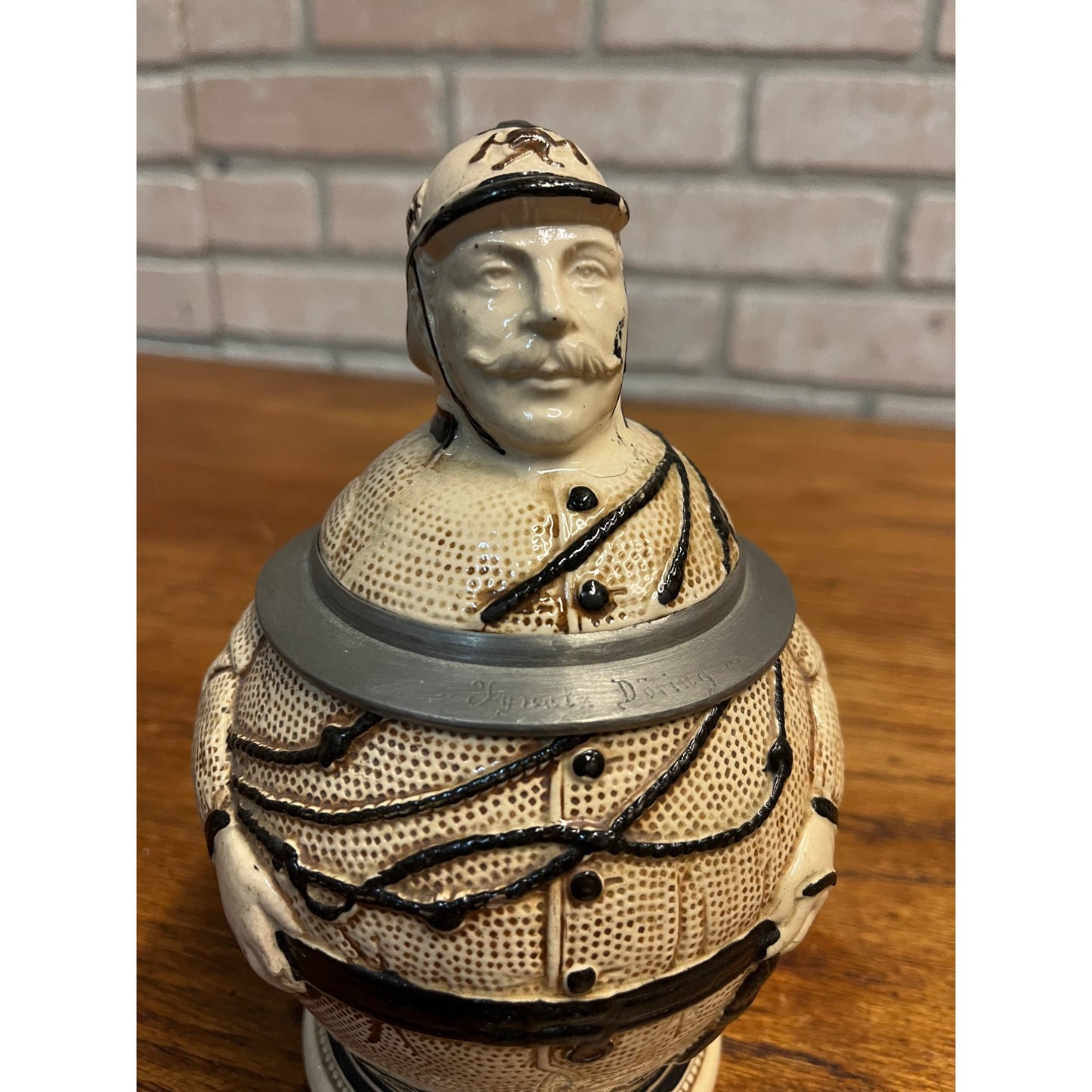 RARE Antique German Figural Character Beer Stein Mug Firefighter #466