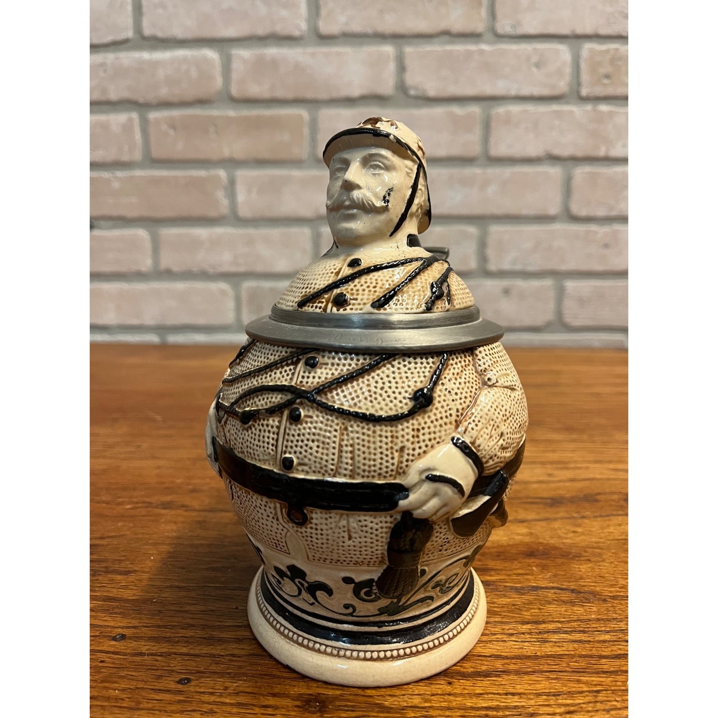 RARE Antique German Figural Character Beer Stein Mug Firefighter #466