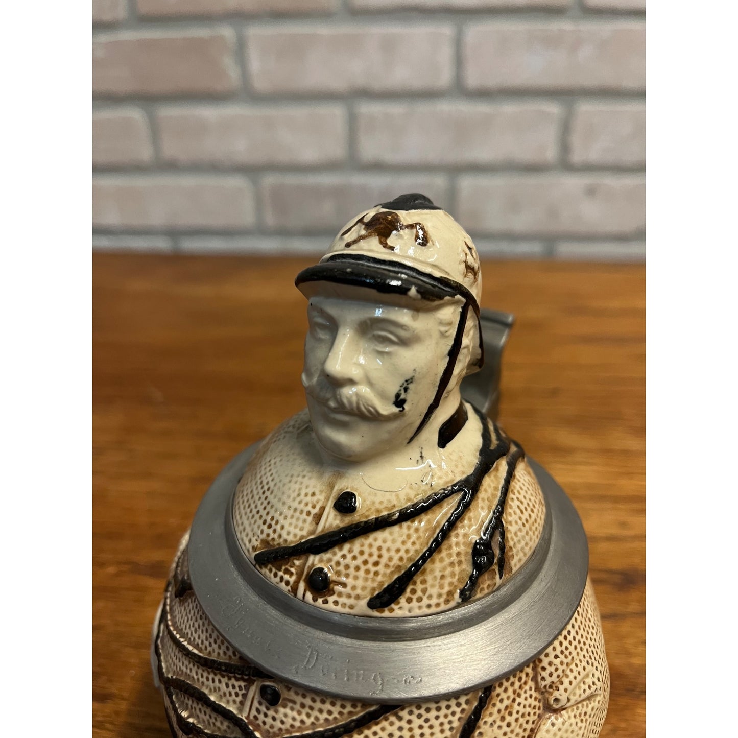 RARE Antique German Figural Character Beer Stein Mug Firefighter #466