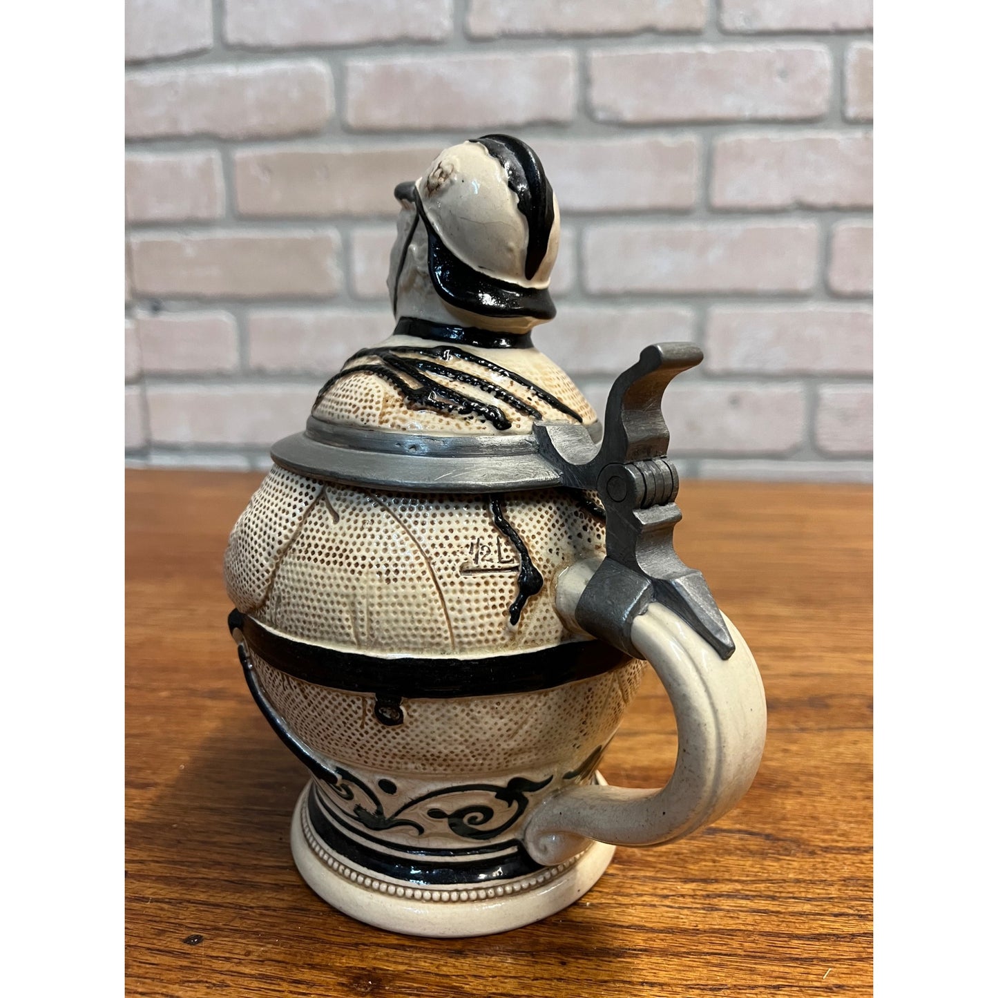 RARE Antique German Figural Character Beer Stein Mug Firefighter #466