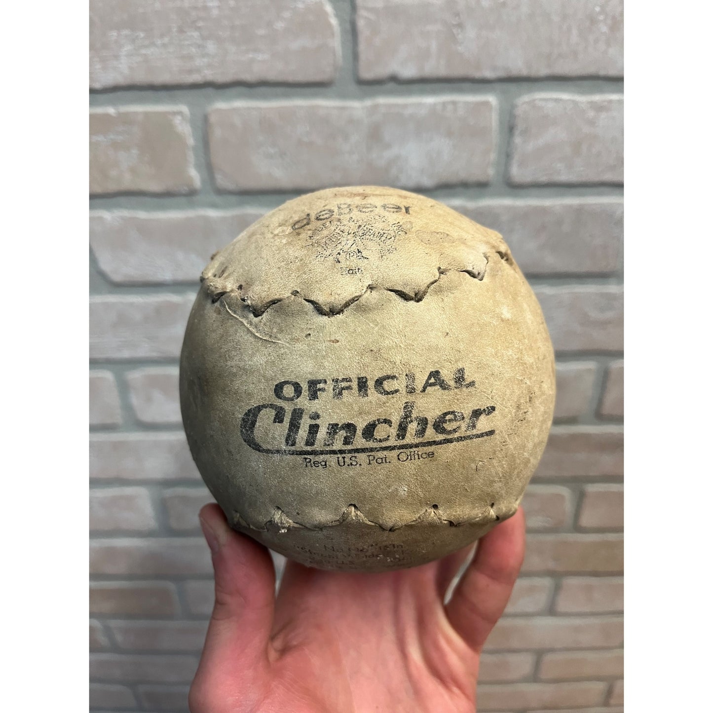 Old Softball Official Clincher DeBeer and Son Antique Ball Vintage Collectible
