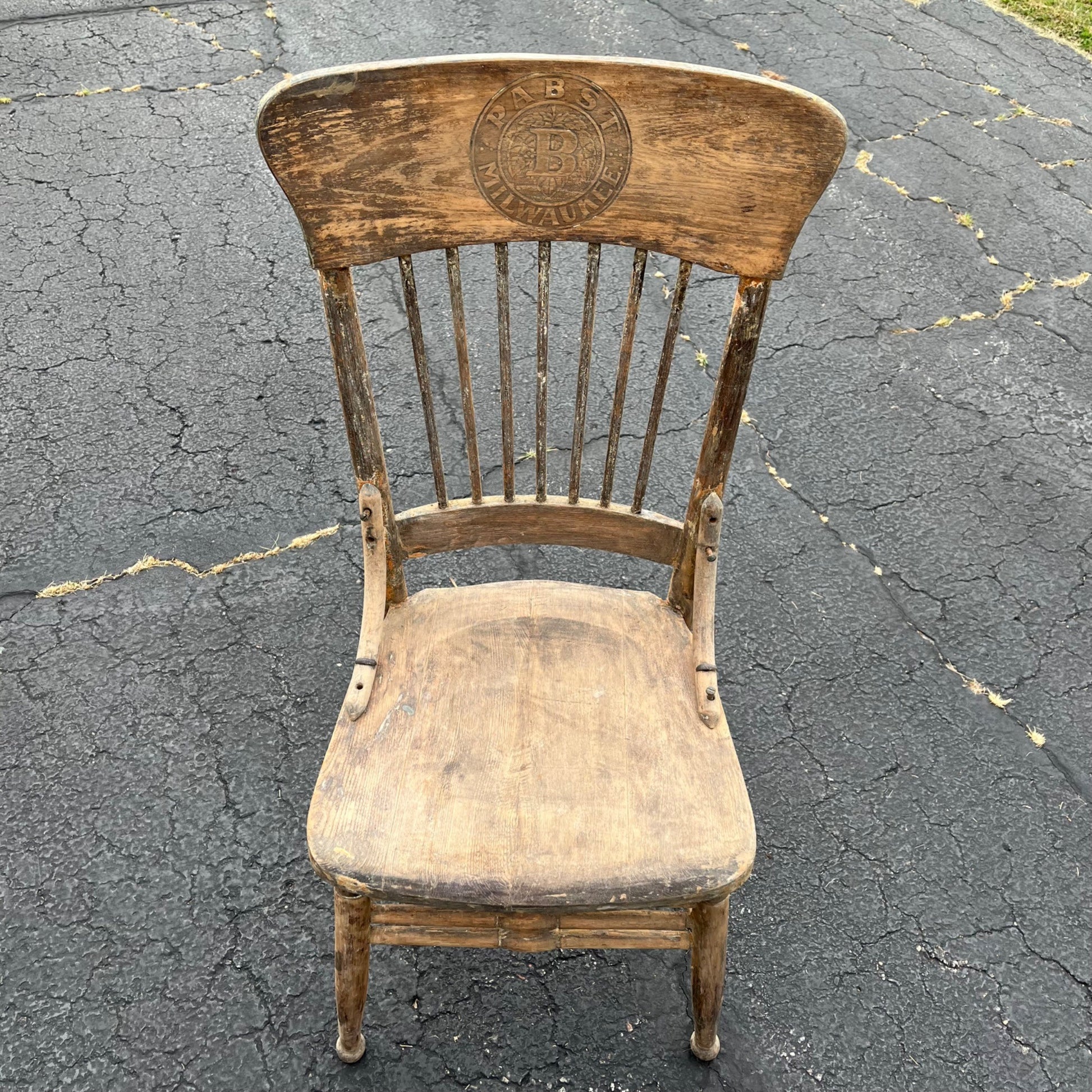 Antique Pabst Beer Brewery Milwaukee Wis Pre-Prohibition Saloon Tavern Oak Chair Pressed Back