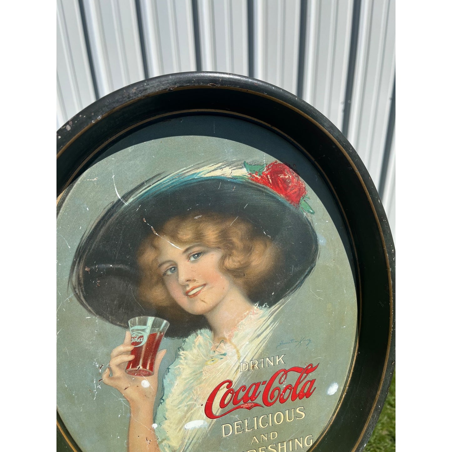 Original Vintage1912-13 Drink Coca Cola Litho Advertising Tray Sign