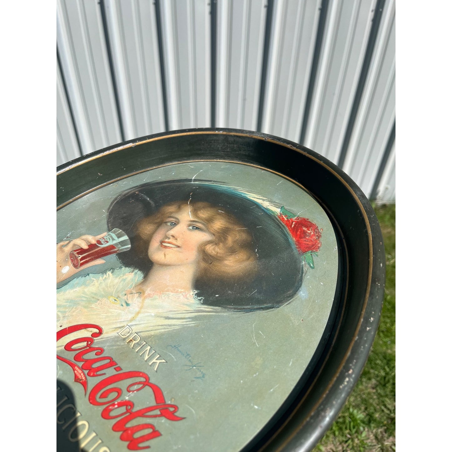 Original Vintage1912-13 Drink Coca Cola Litho Advertising Tray Sign