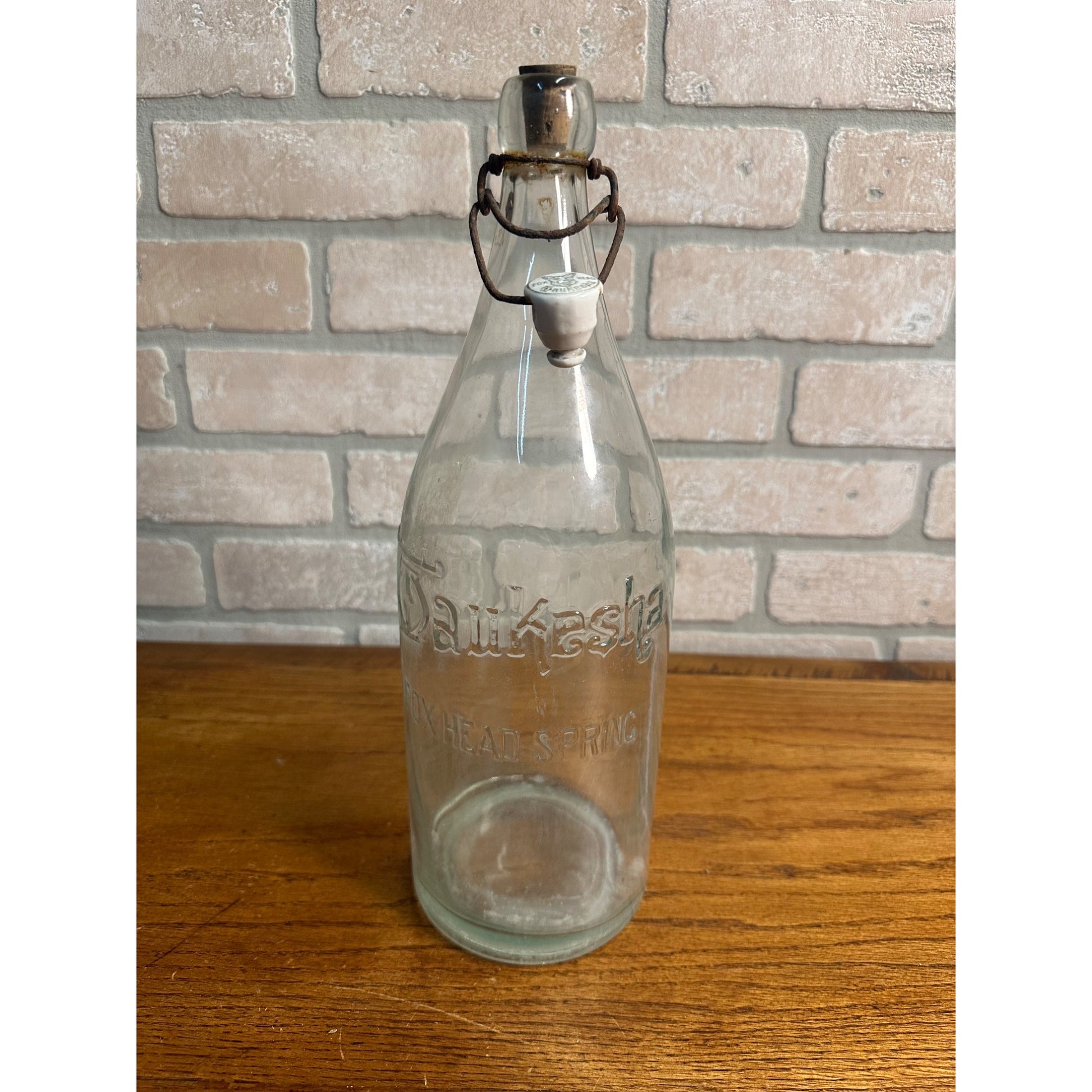 Waukesha Wi Fox Head Spring Blob Top Pre-Pro Beer Bottle With Enamel Stopper