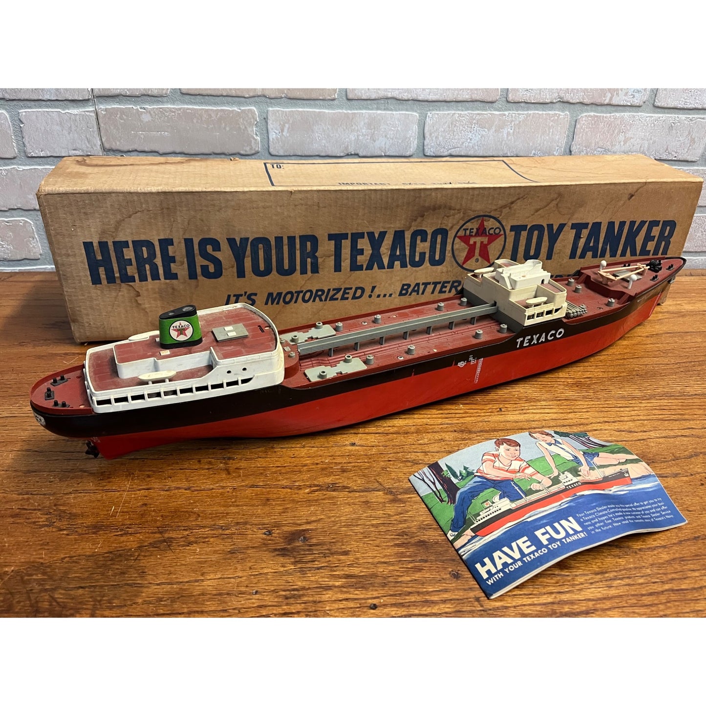 Vintage 1960s SS Texaco North Dakota Oil Tanker Ship Model Toy Original Box