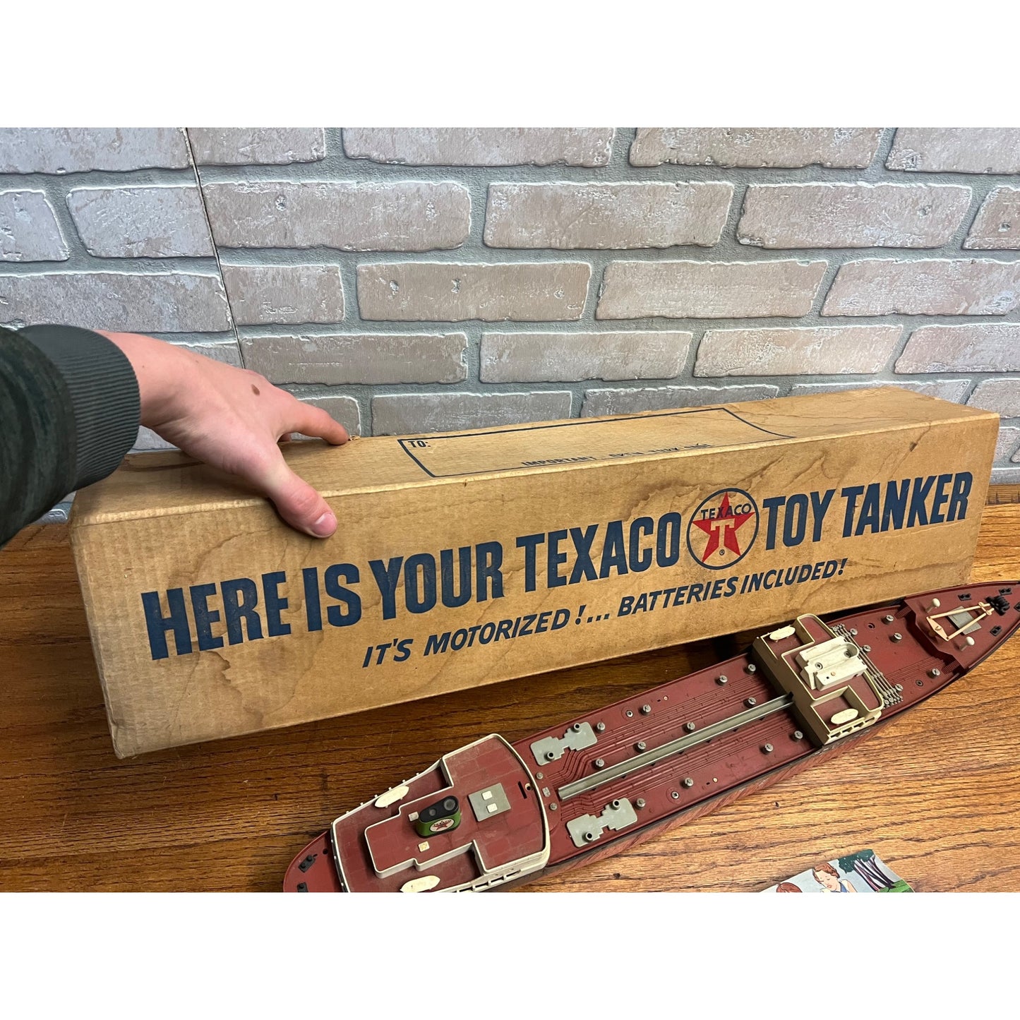 Vintage 1960s SS Texaco North Dakota Oil Tanker Ship Model Toy Original Box