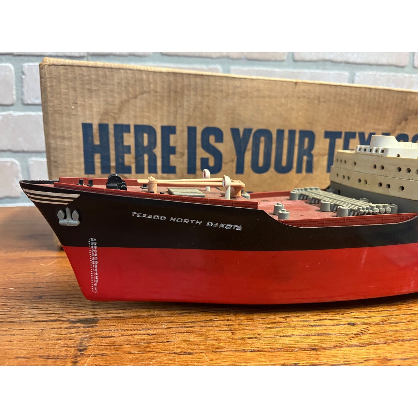 Vintage 1960s SS Texaco North Dakota Oil Tanker Ship Model Toy Original Box