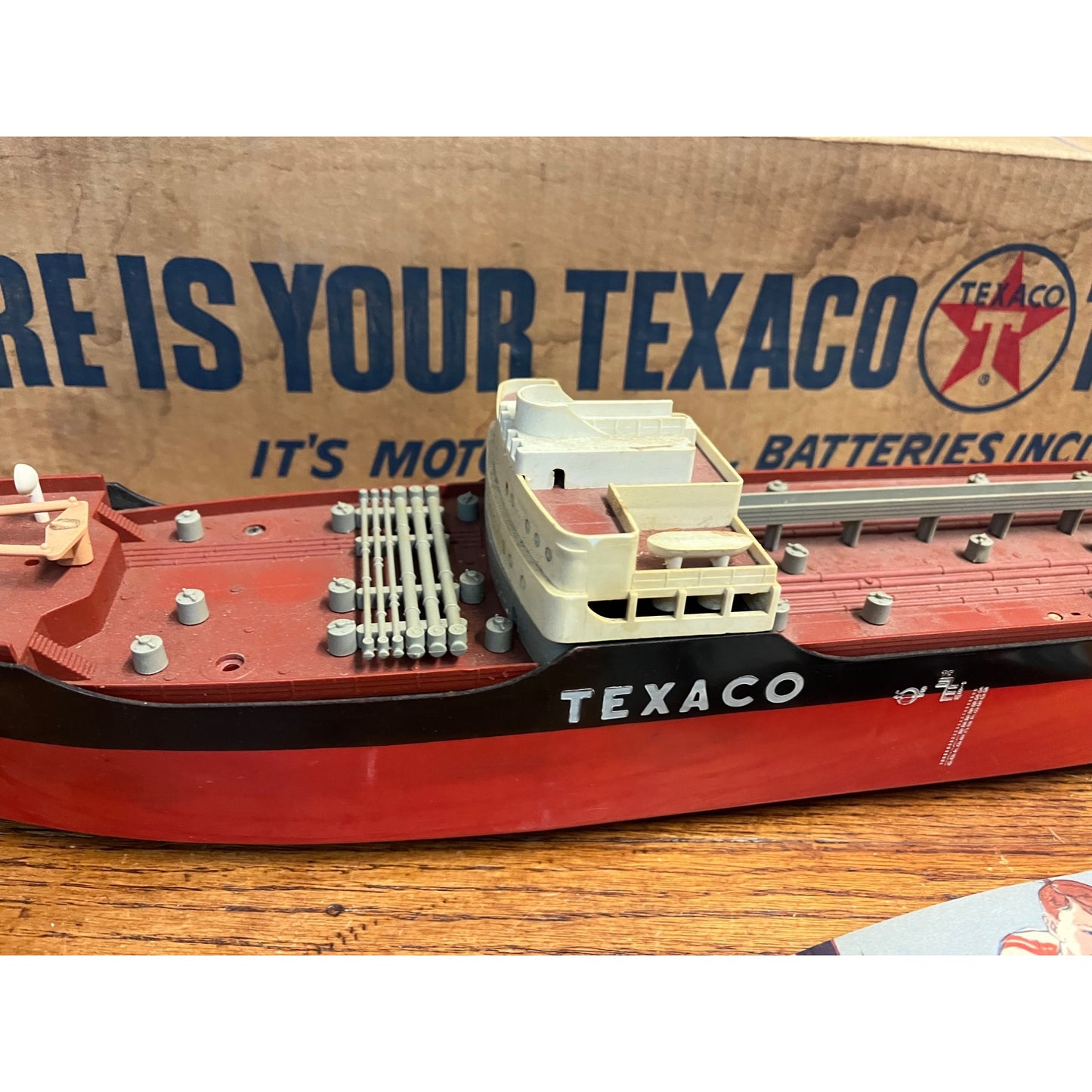 Vintage 1960s SS Texaco North Dakota Oil Tanker Ship Model Toy Original Box