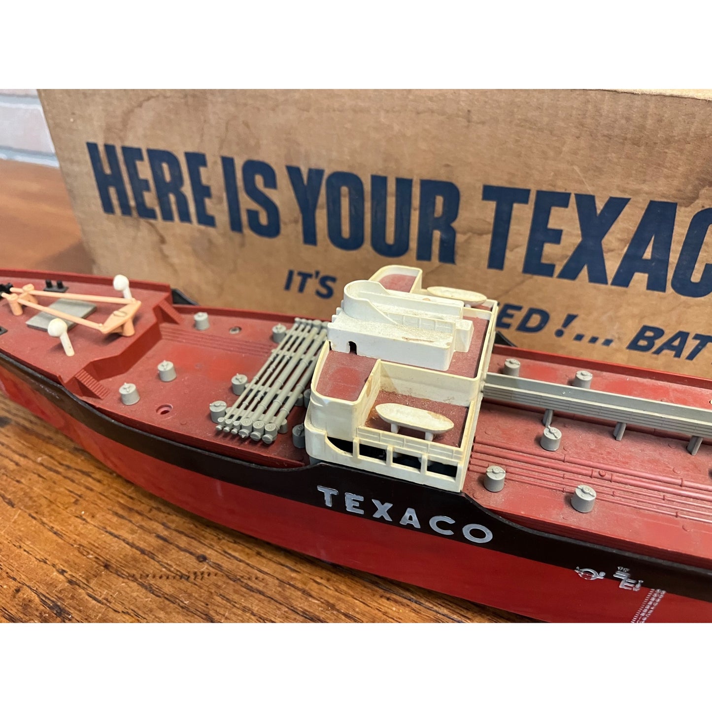 Vintage 1960s SS Texaco North Dakota Oil Tanker Ship Model Toy Original Box