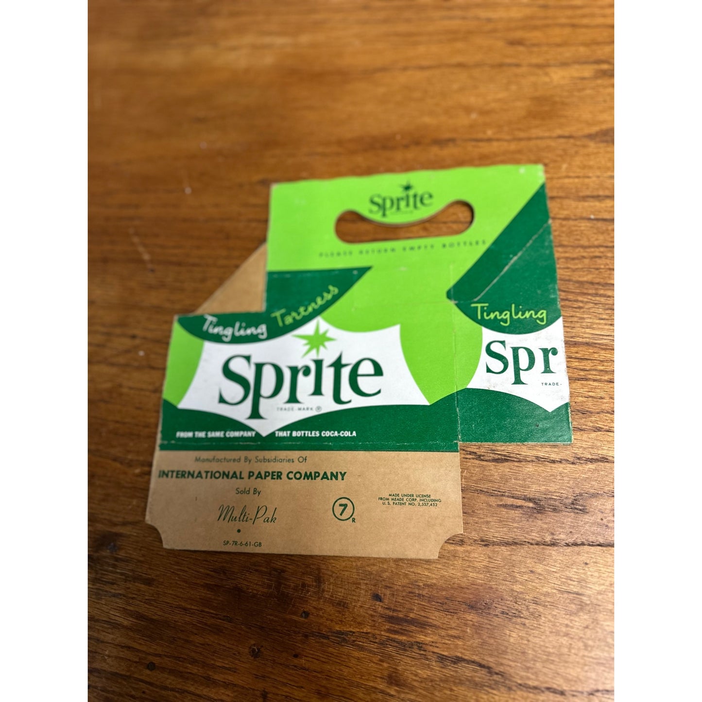 Sprite Soda Cardboard Carrier Six Pack Carton Bottle 6-Pack Case Vintage 10oz