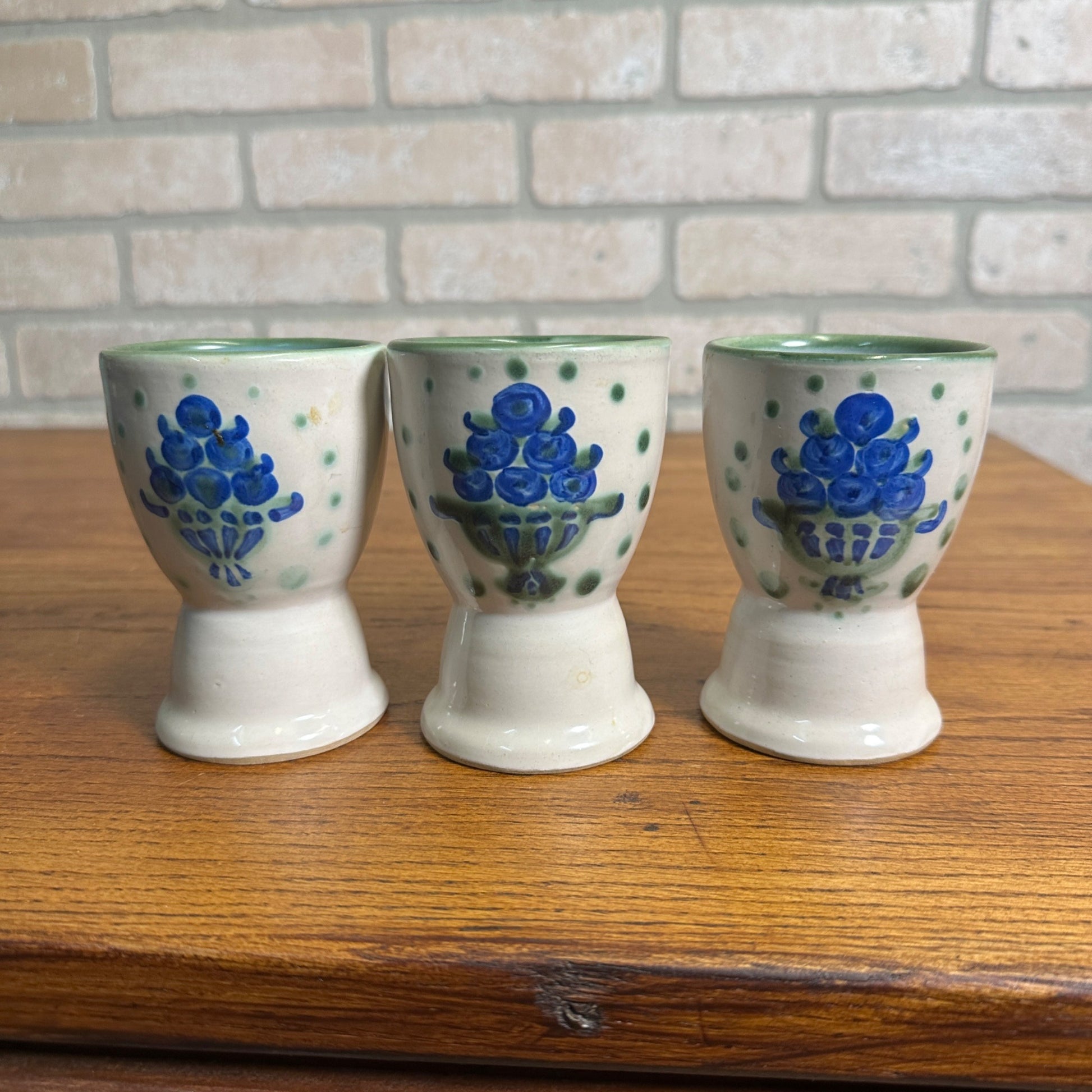 MA Hadley Pottery (3) Fruit Bowl Sherbert Ice Cream Dishes