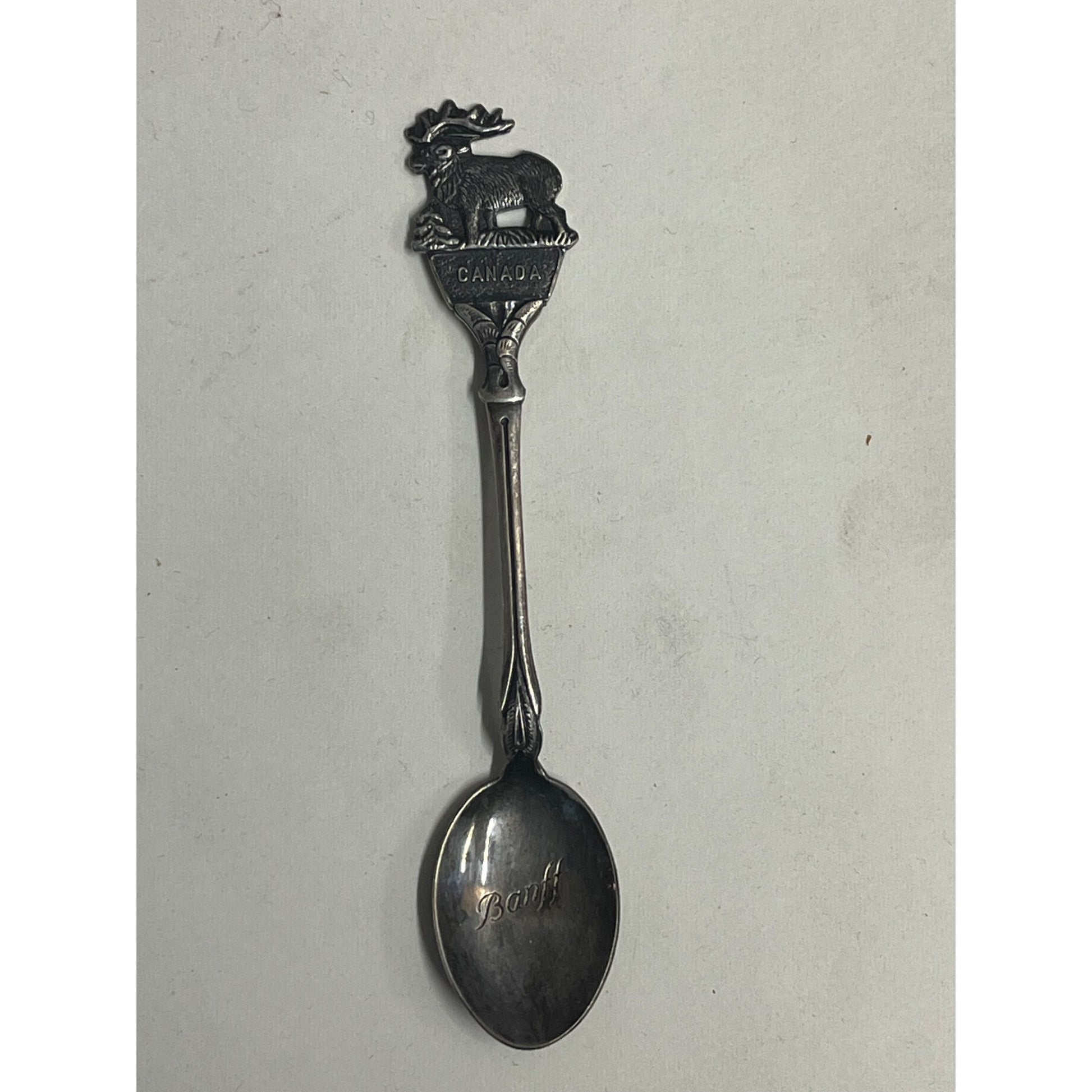 Vintage Banff National Park Canada Souvenir 4.25" Spoon Elk Silver Plated