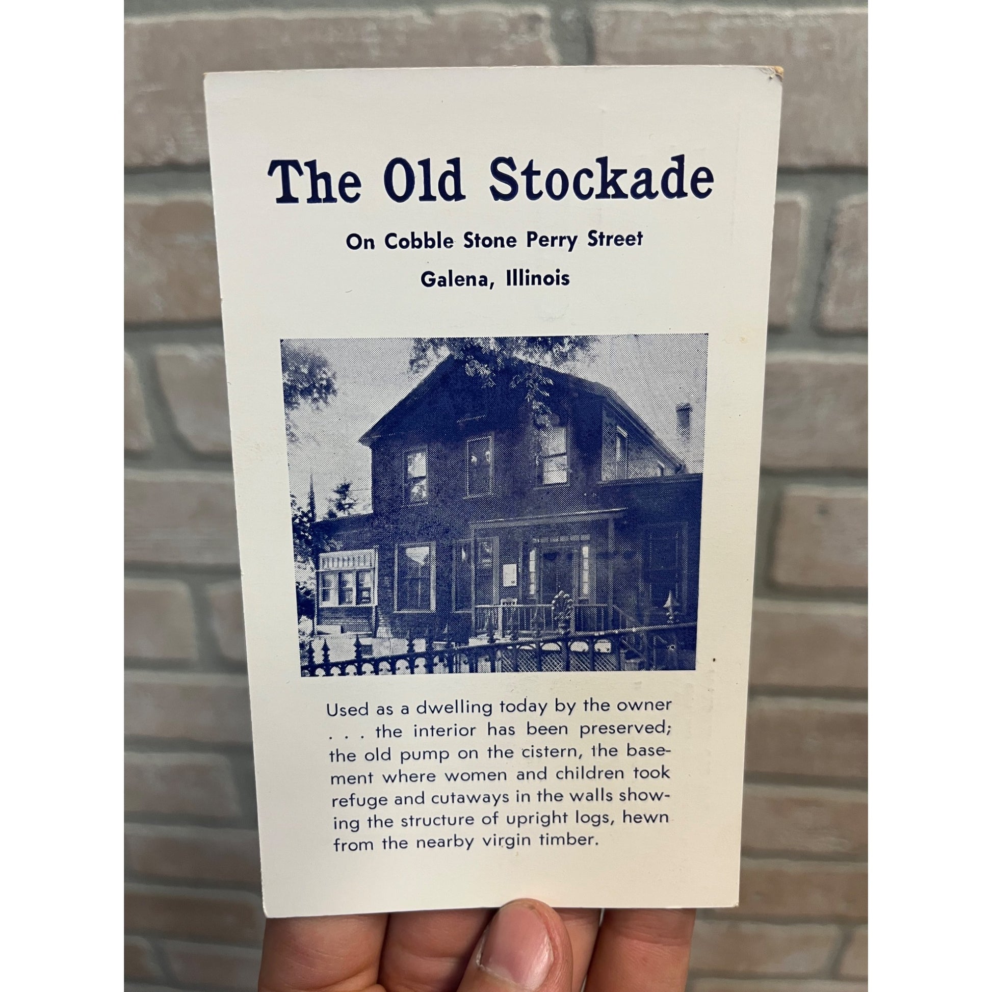 The Old Stockade Galena, Illinois Cobble Stone Perry Street Postcard