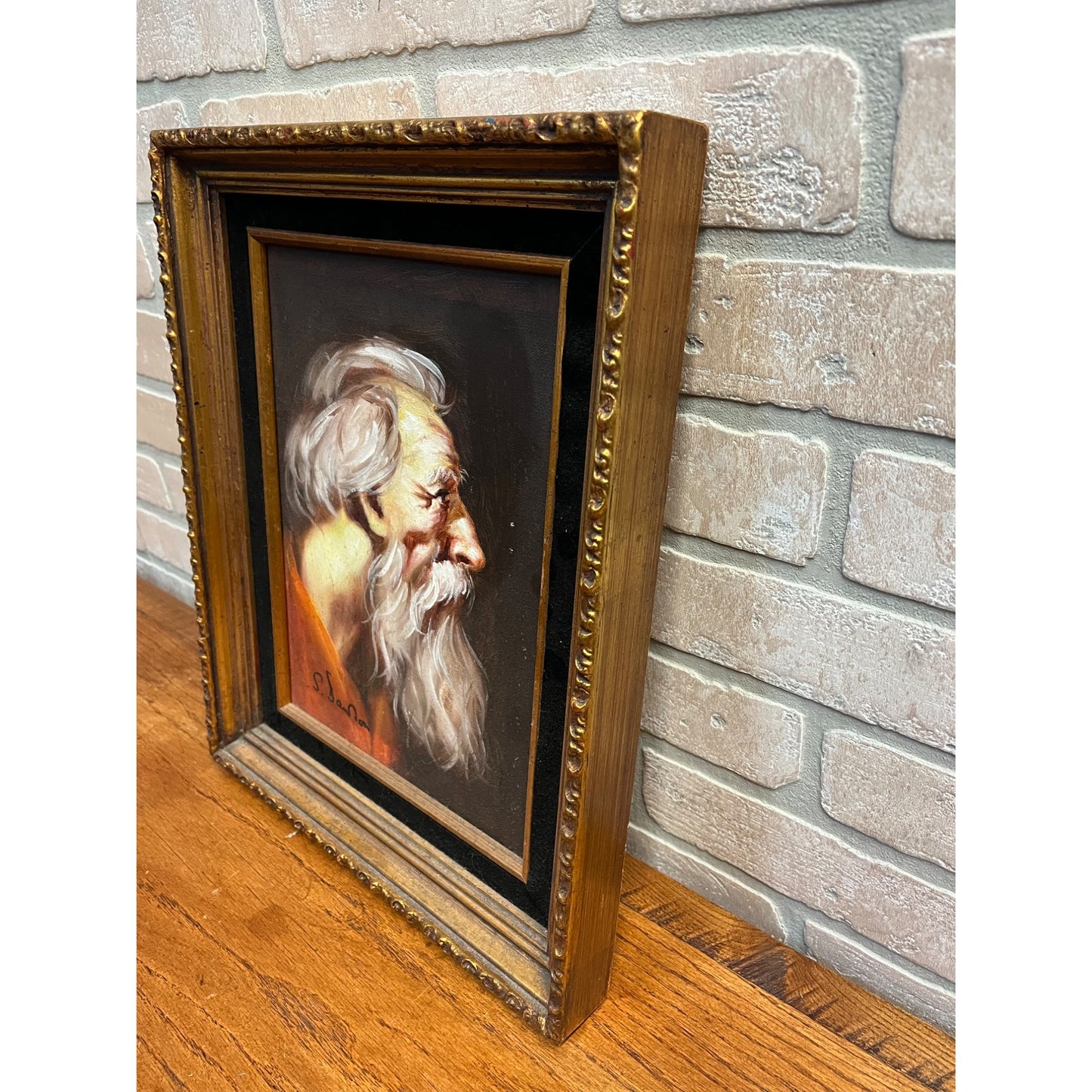 Antique Septimus Dawson English Oil Painting of Old Man Moses? Da Vinci?