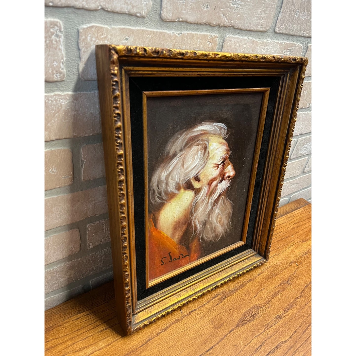 Antique Septimus Dawson English Oil Painting of Old Man Moses? Da Vinci?