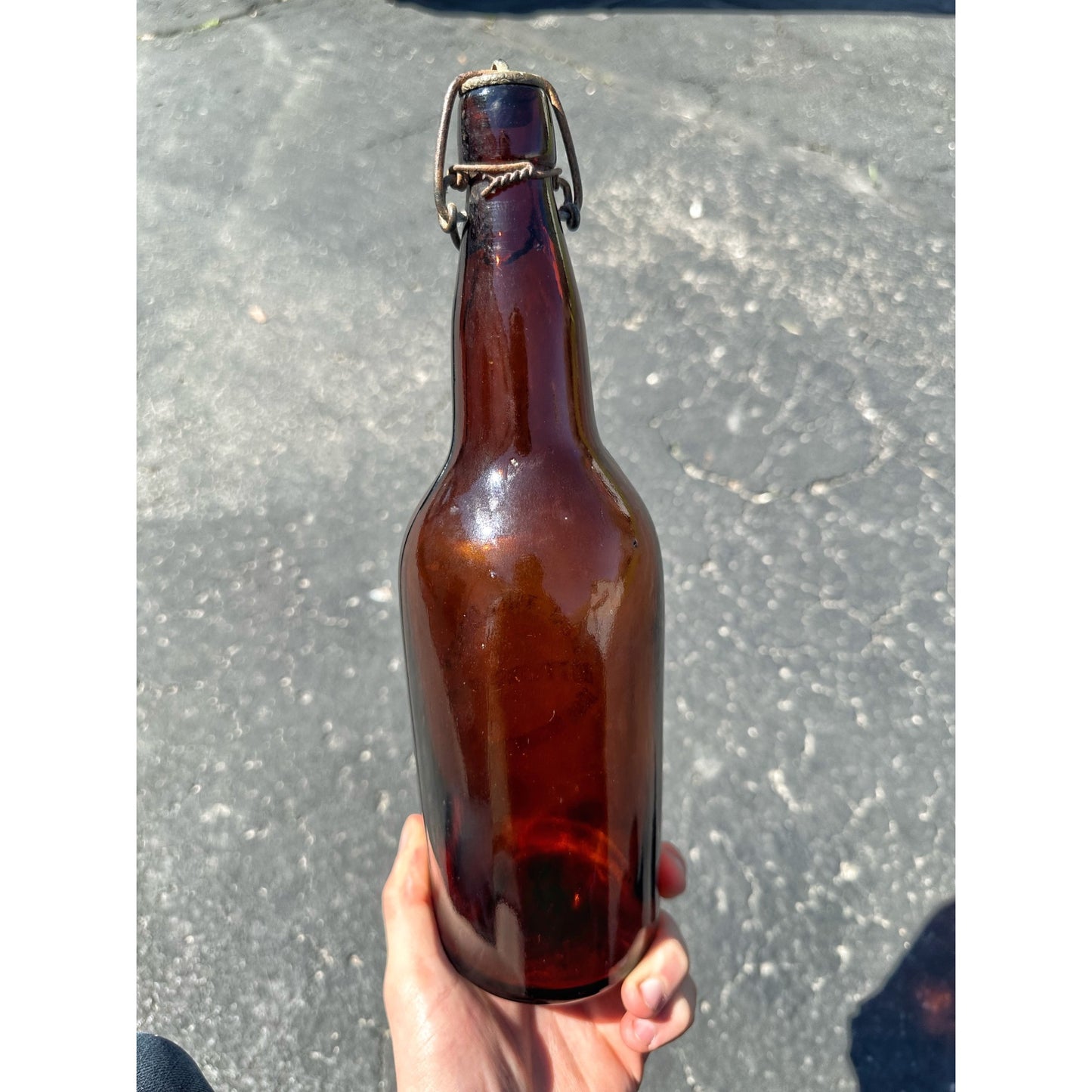 SCARCE Pre-Pro 1890s JJ Tirschel Bottling Works Iron Mountain Mich. Beer Bottle Amber