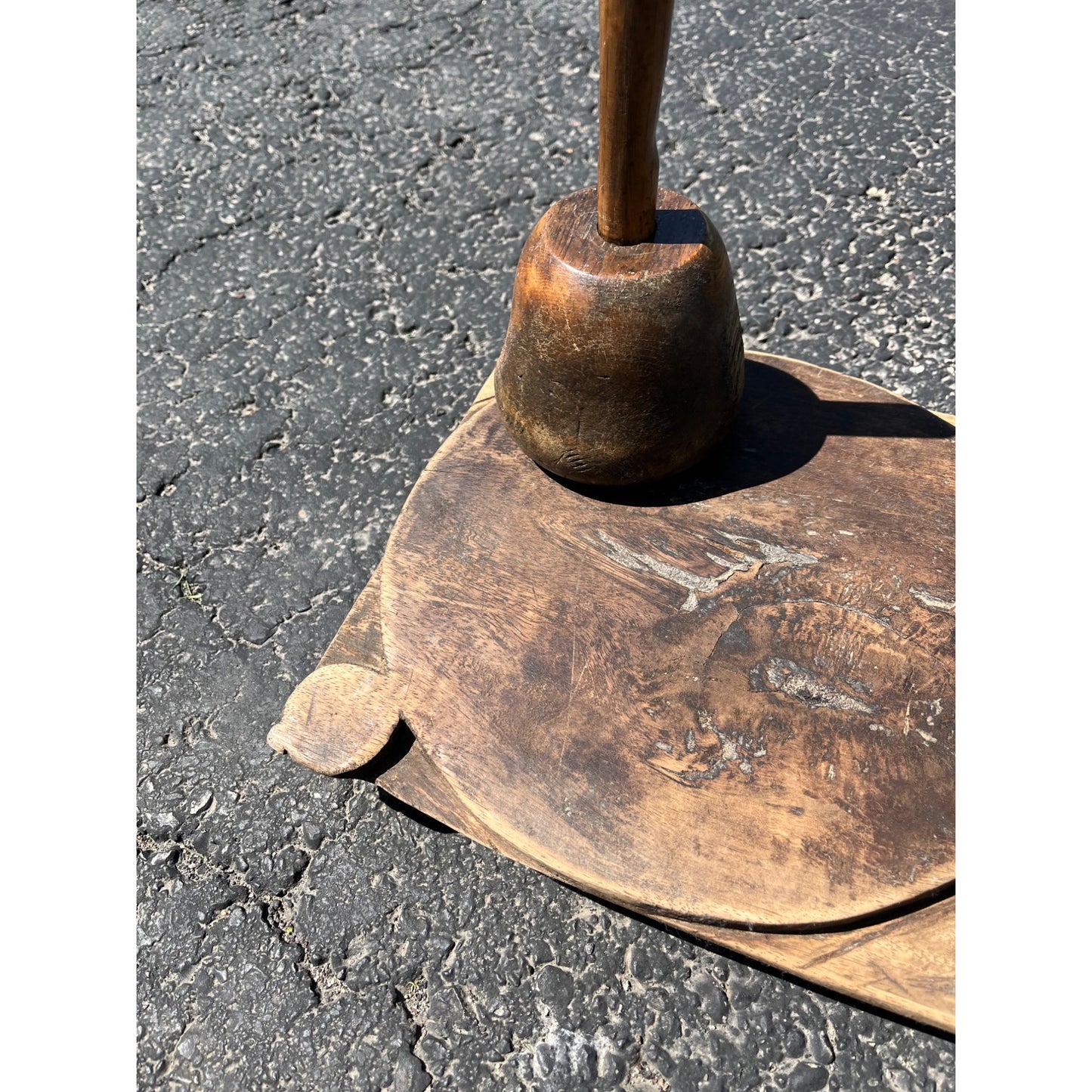 Antique Primitive 1800s Wooden Butcher Block Cutting Board w/ Wood Mallet OOAK