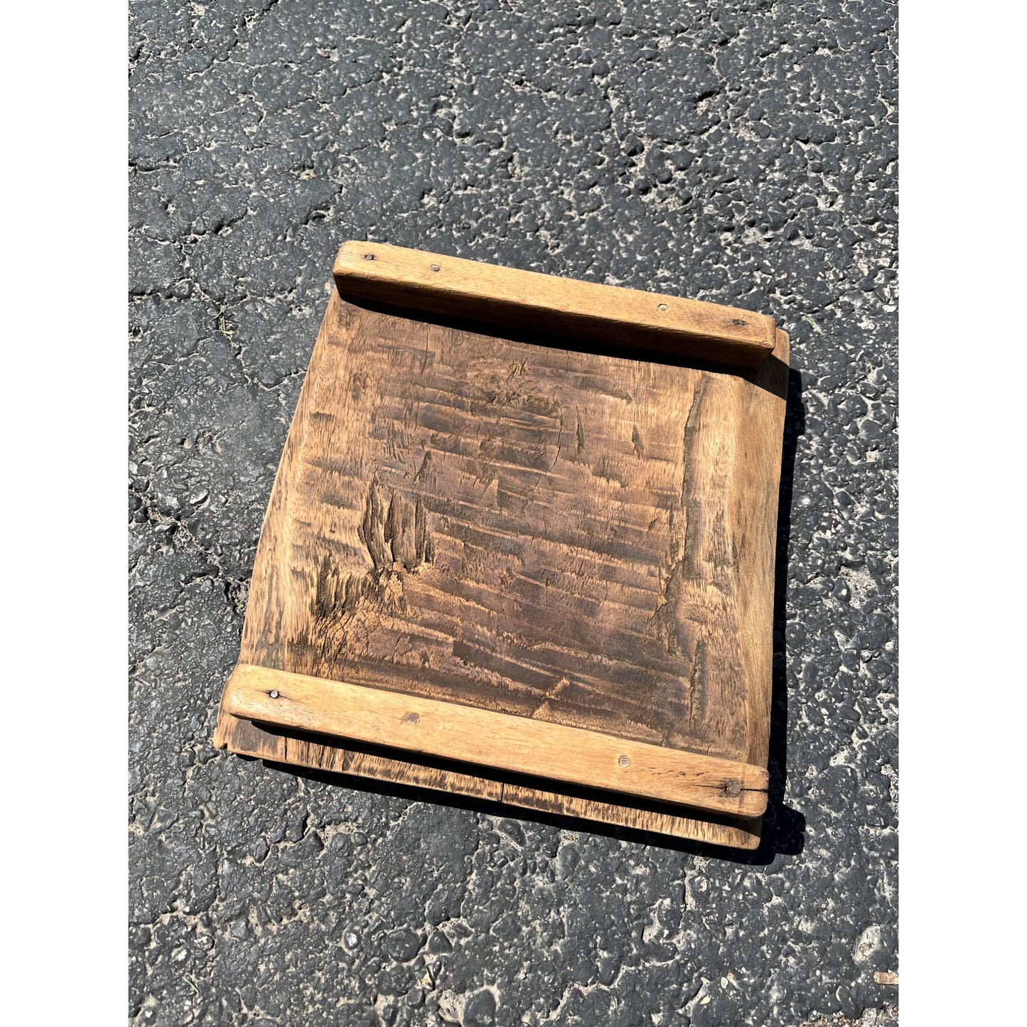Antique Primitive 1800s Wooden Butcher Block Cutting Board w/ Wood Mallet OOAK