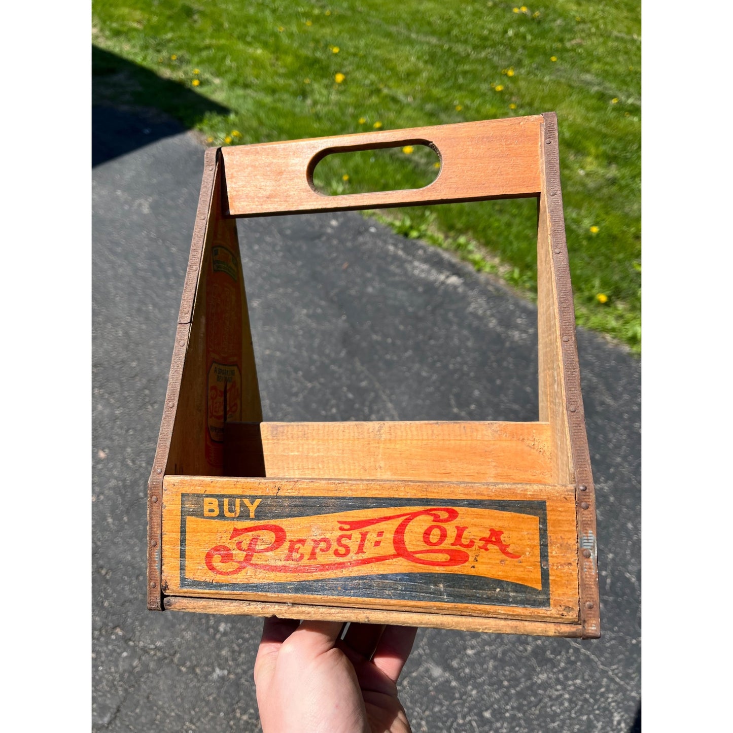 Vintage 1940s Wooden Pepsi Cola Double Dot Six Soda Bottle Carrier