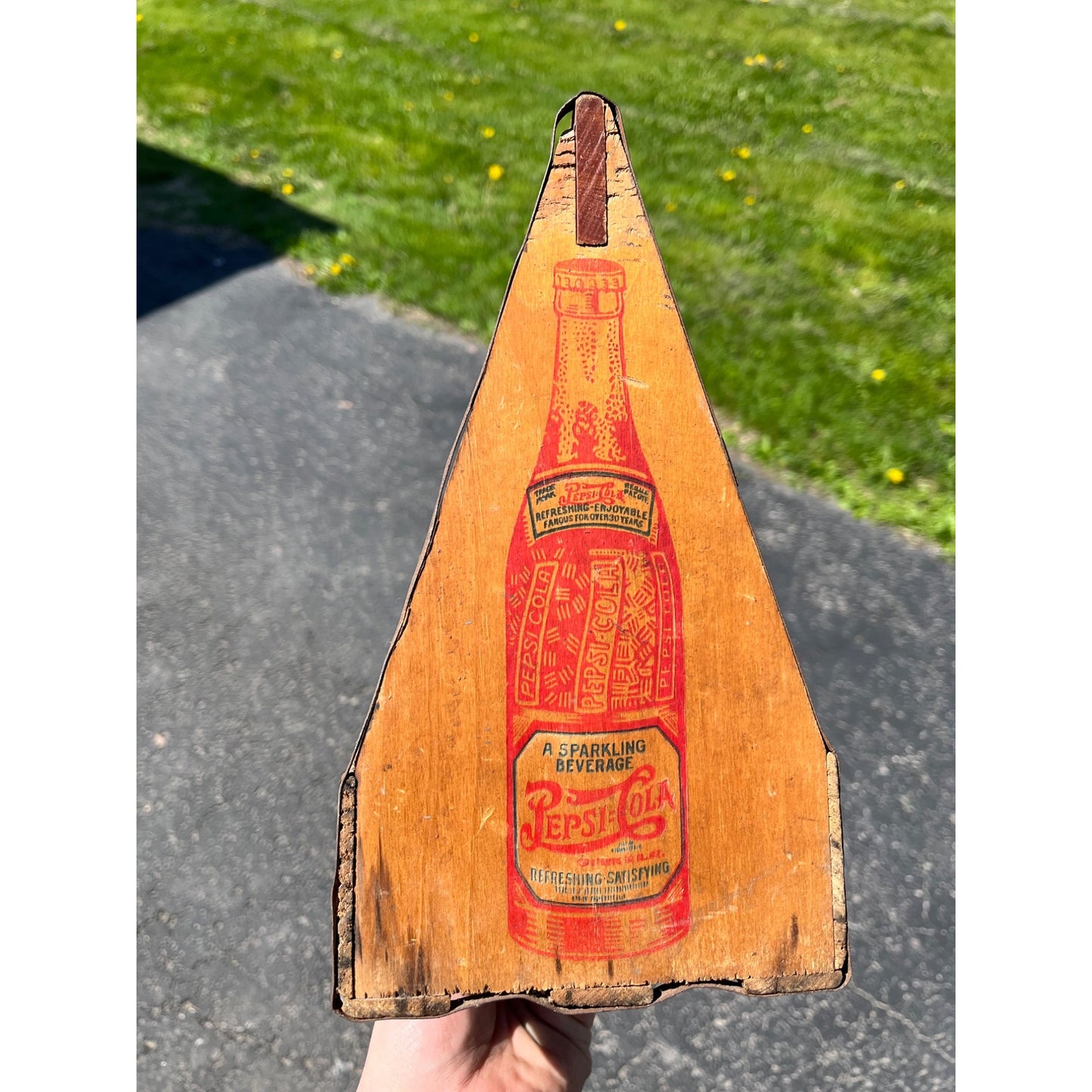 Vintage 1940s Wooden Pepsi Cola Double Dot Six Soda Bottle Carrier