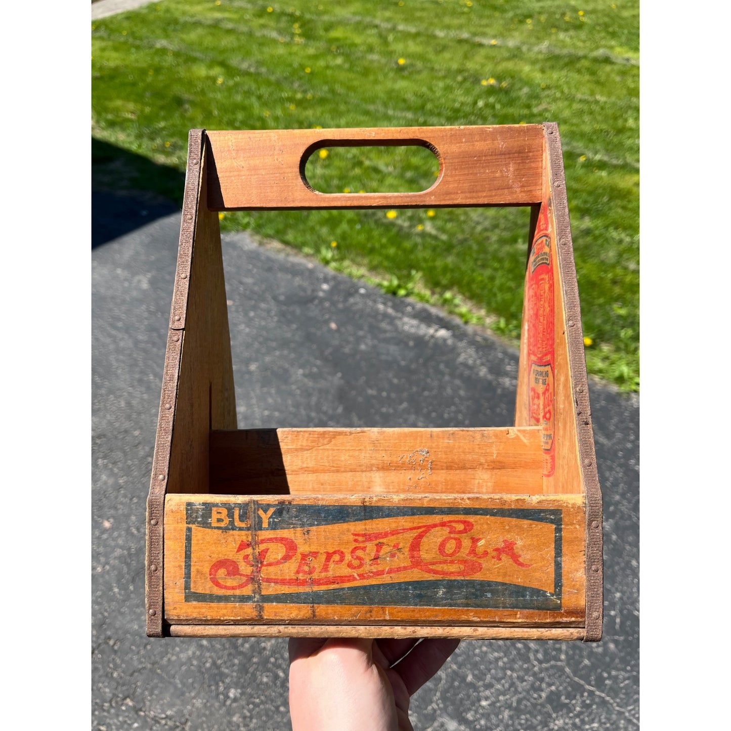 Vintage 1940s Wooden Pepsi Cola Double Dot Six Soda Bottle Carrier