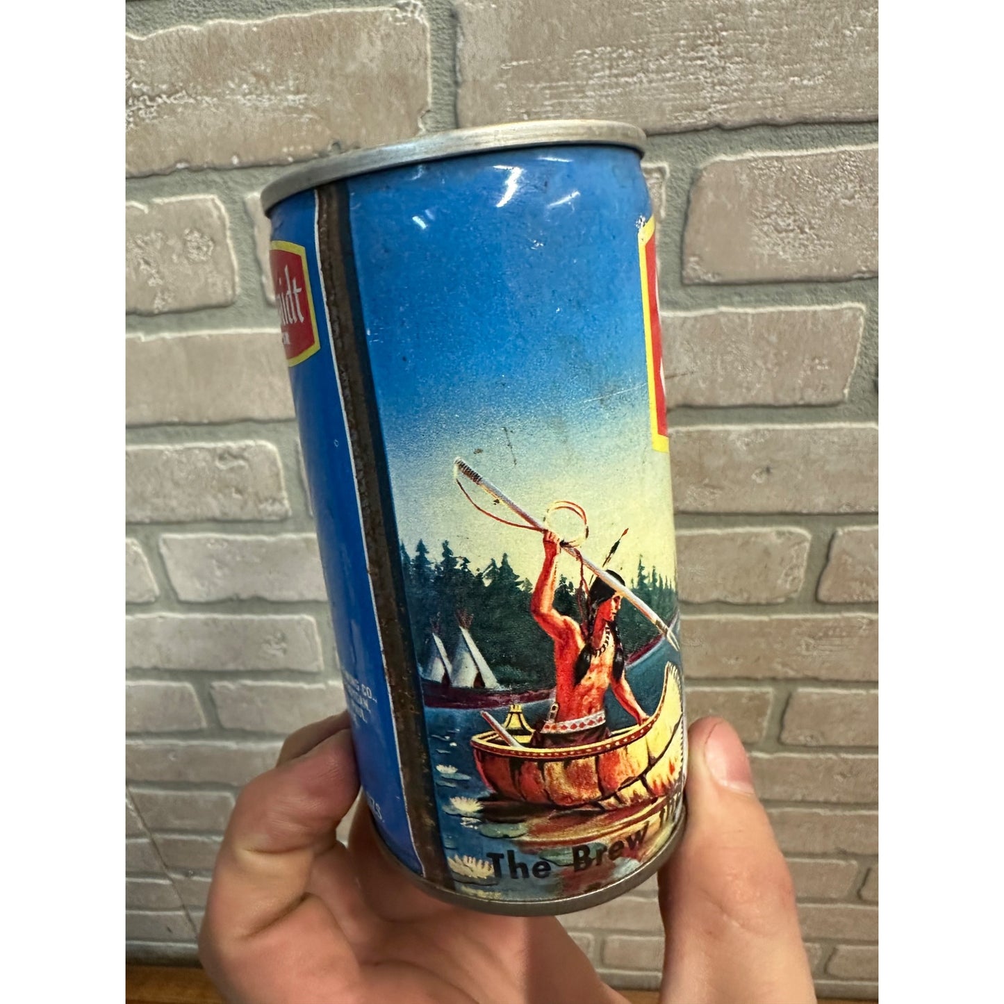Schmidt Beer Outdoor Fishing-Canoe-Indian Beer Can G. Heileman