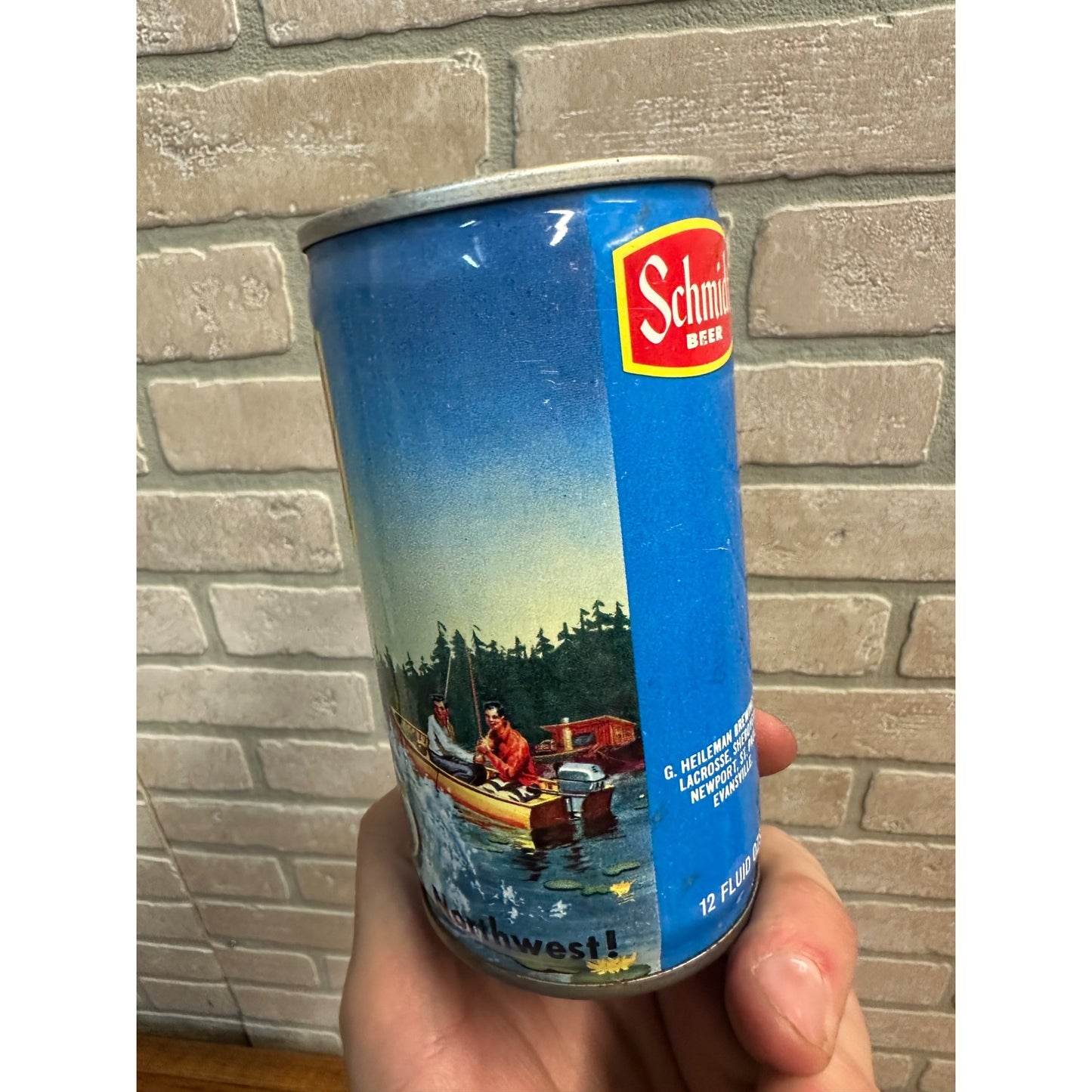 Schmidt Beer Outdoor Fishing-Canoe-Indian Beer Can G. Heileman