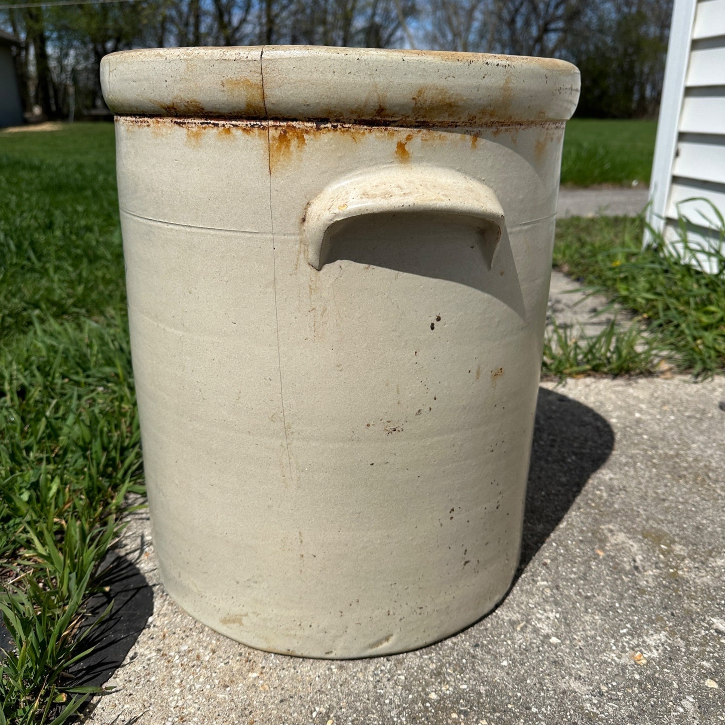 Large 10 Gallon Stoneware Crock Cracked - AS-IS