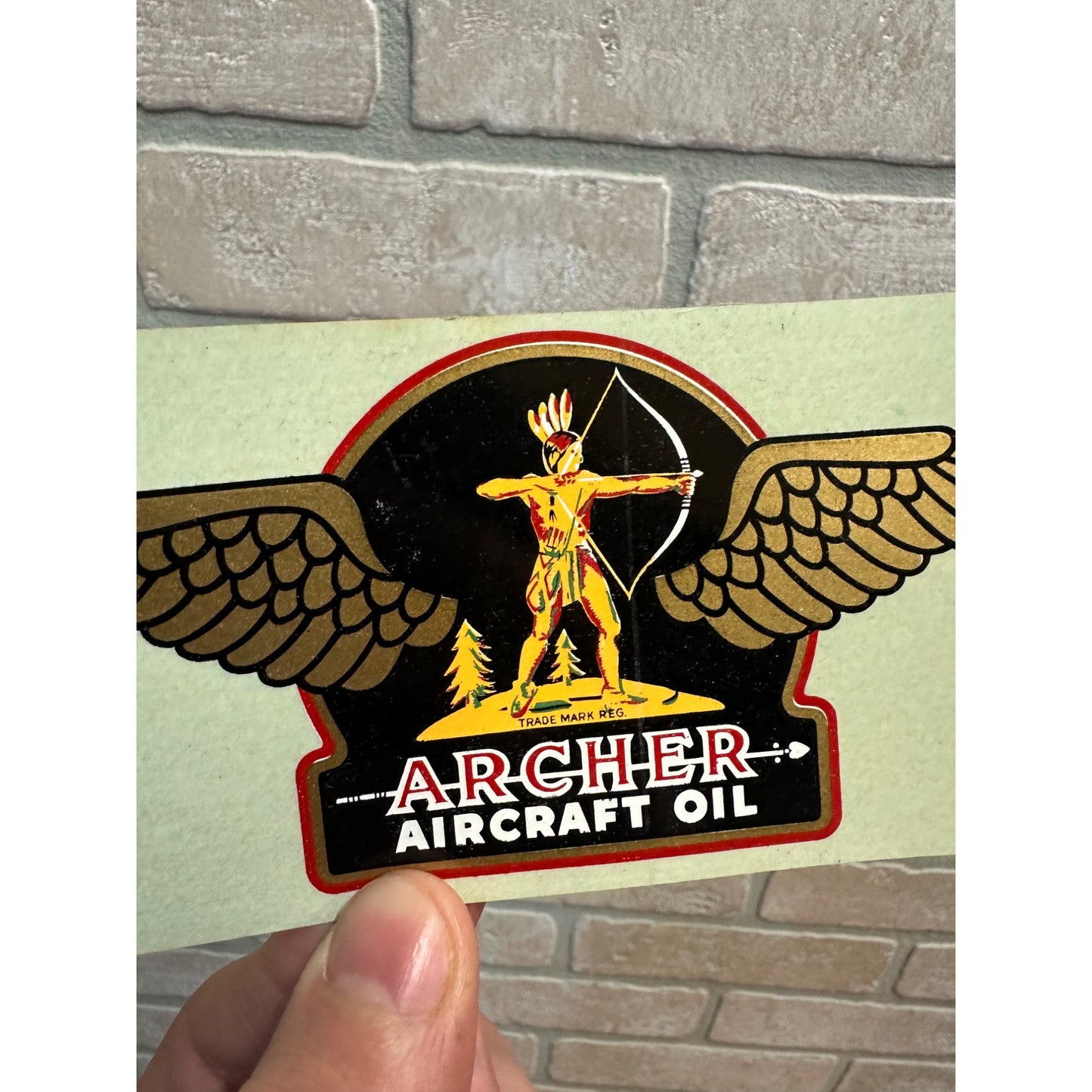 Vintage ARCHER AIRCRAFT OIL Decal Sticker Label Window Sign ORIGINAL Palm Bros
