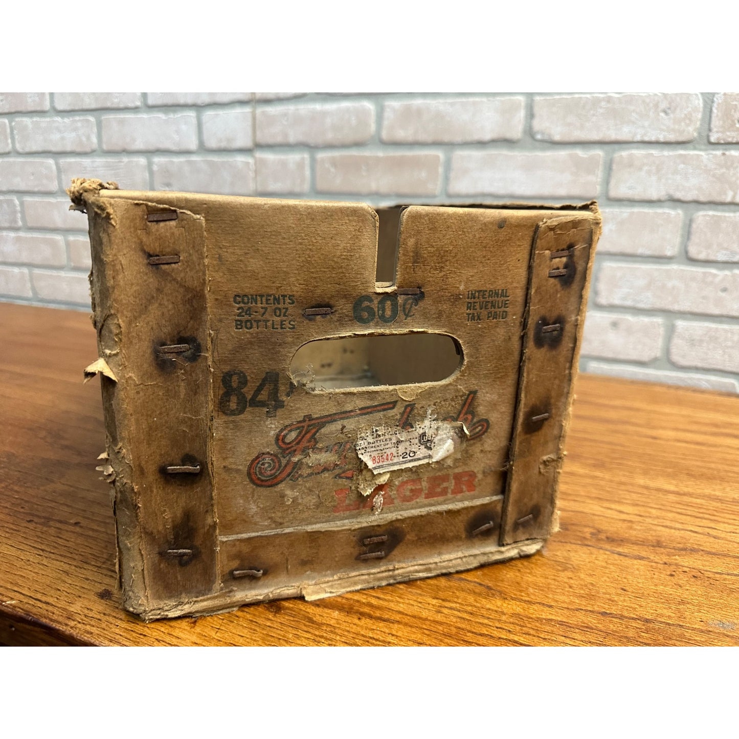 Vintage Fauerbach Lager Beer 7oz Bottle Crate Box Cardboard Madison Wis IRTP