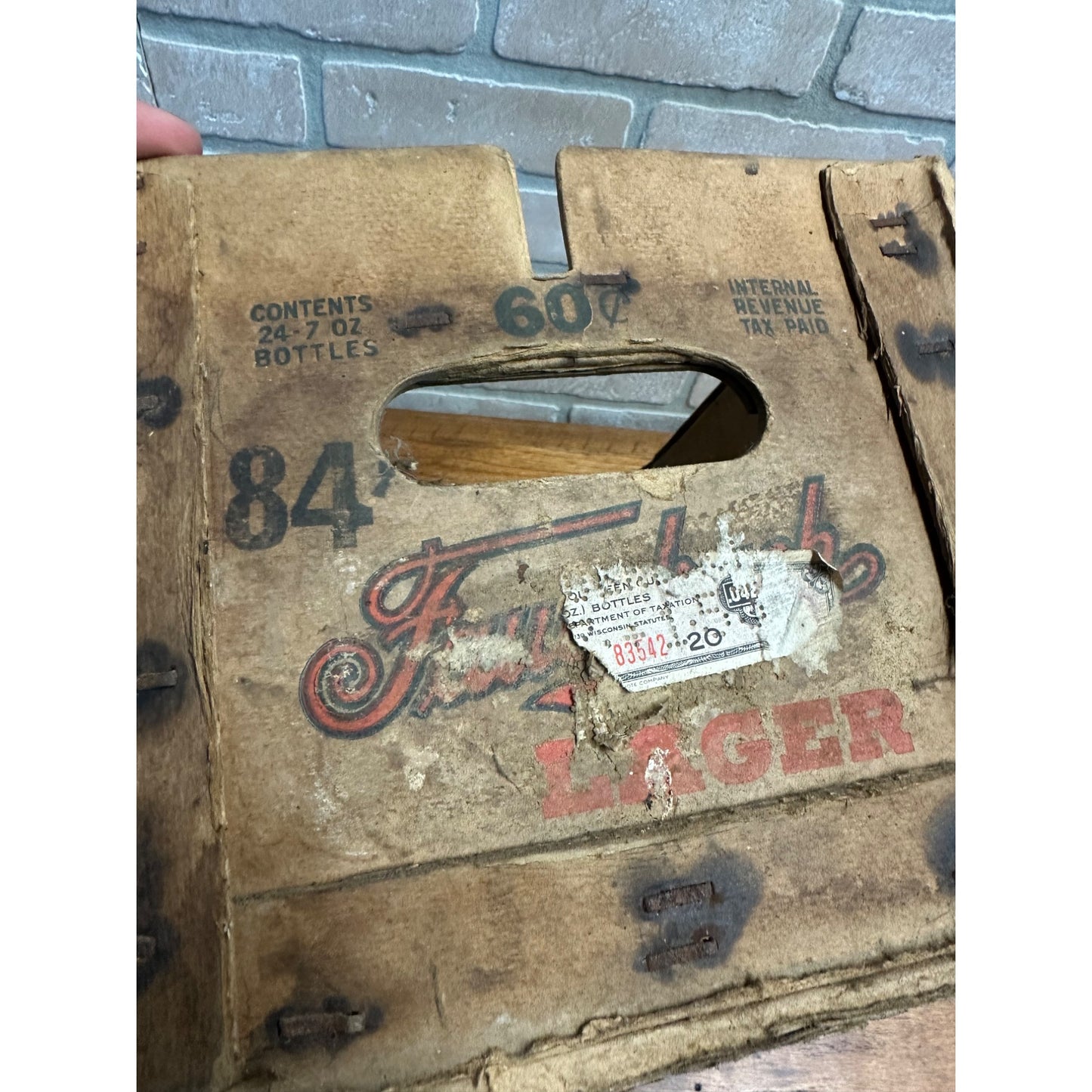 Vintage Fauerbach Lager Beer 7oz Bottle Crate Box Cardboard Madison Wis IRTP