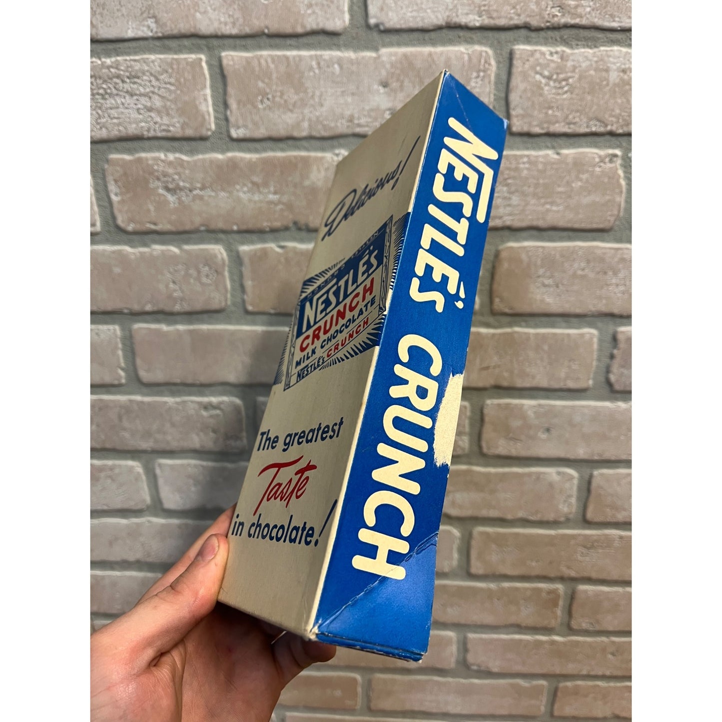 Vintage 1940s Nestle's Crunch Candy Bar Empty Cardboard Display Box