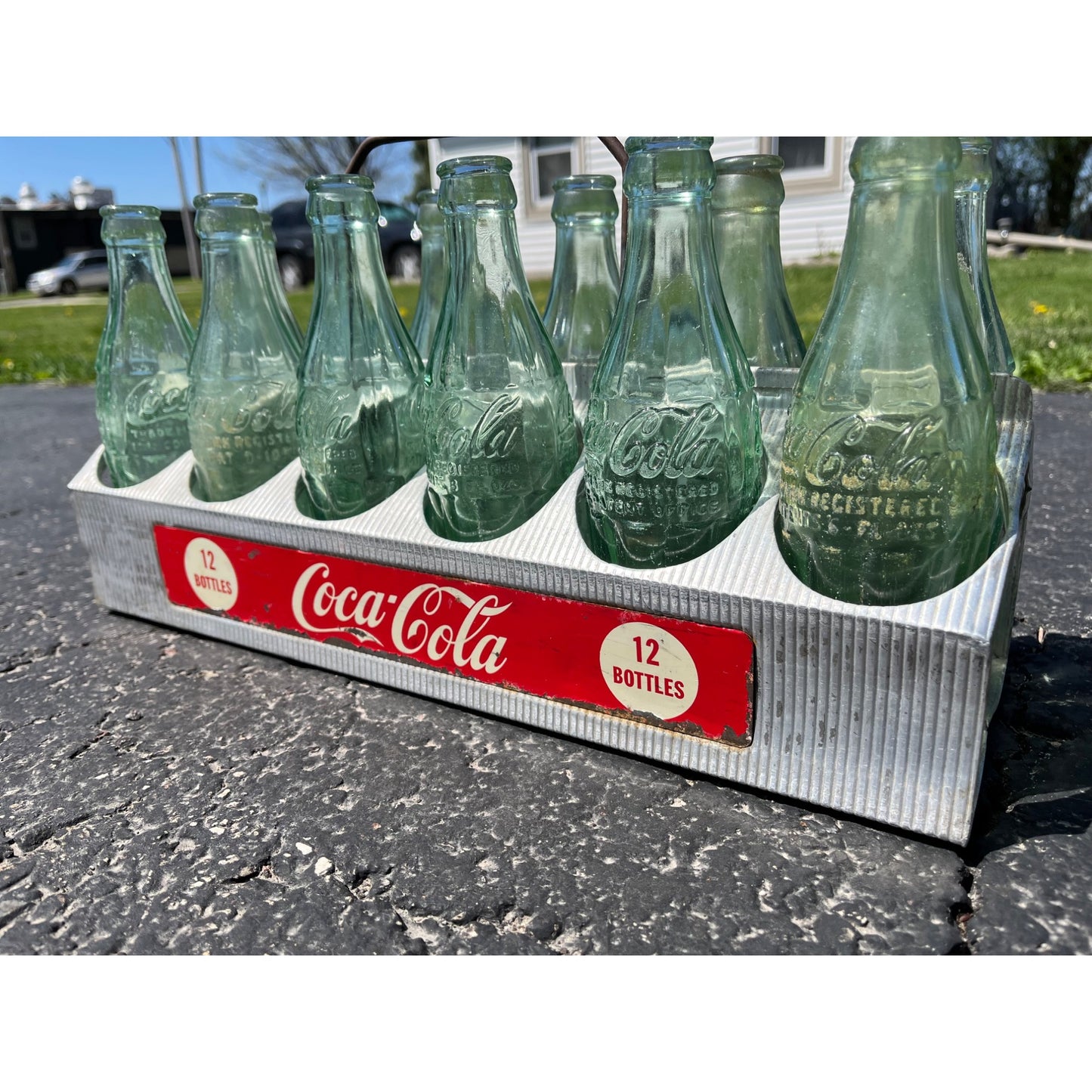 Vintage 1950s Coca-Cola Aluminum 12 Soda Bottle Carrier Advertising