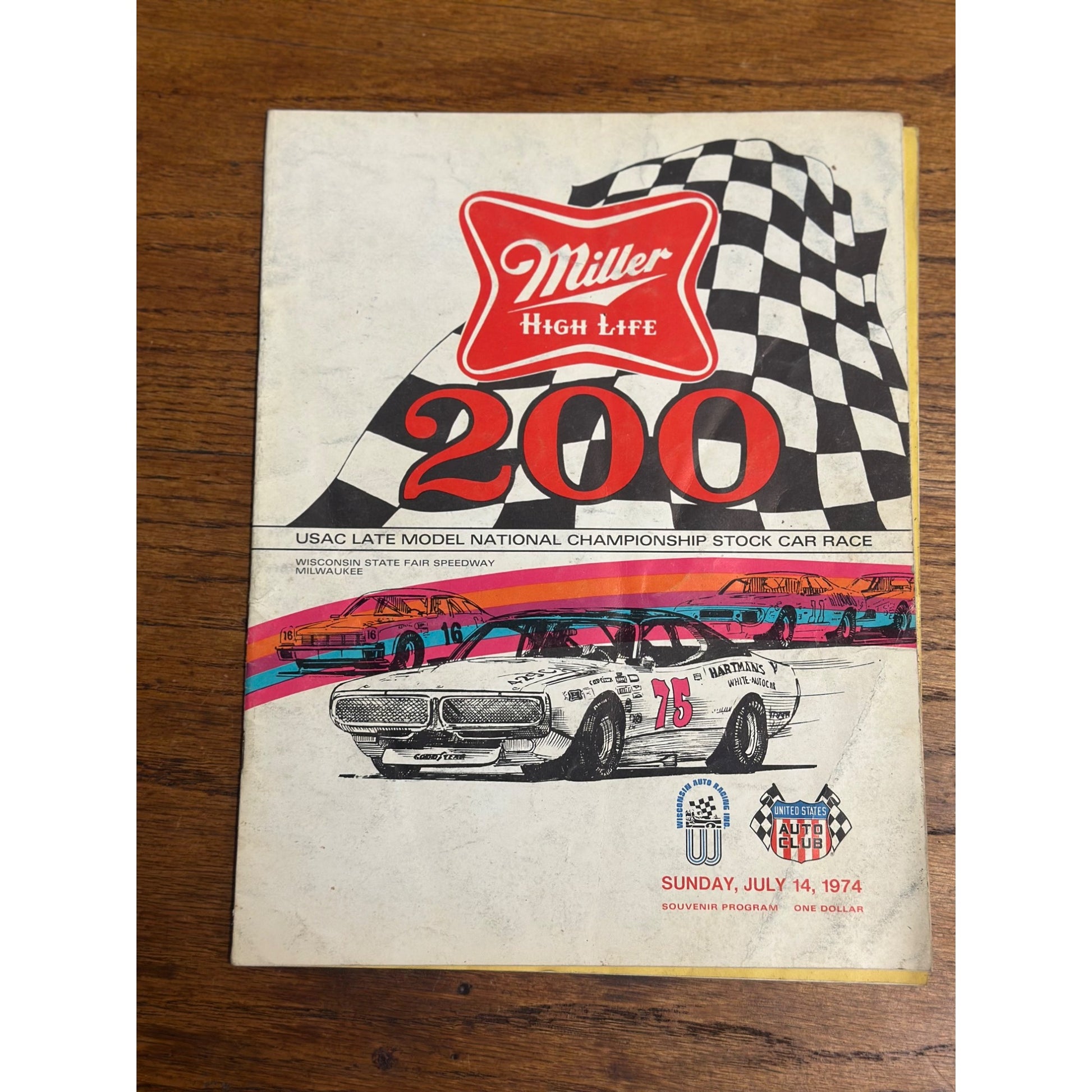 1974 Miller High Life 200 Stock Car Race Souvenir Program Milwaukee Wisconsin