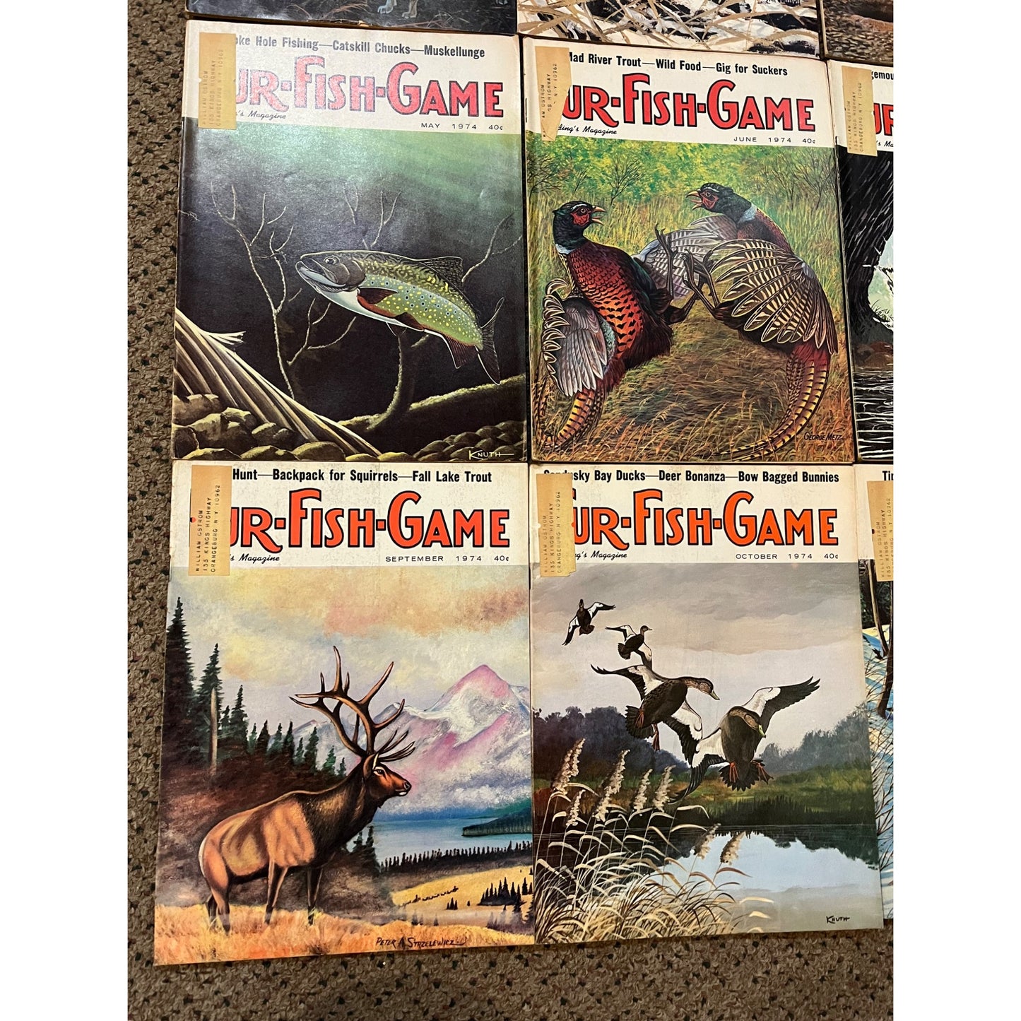 Vintage 1974 Fur, Fish, & Game Full Year Hunting Fishing Outdoorsman Magazines