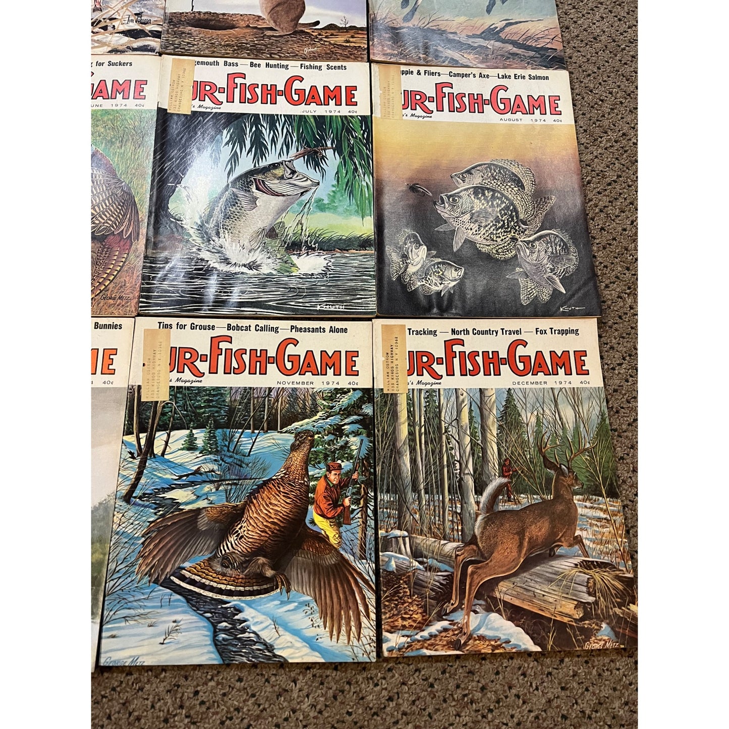 Vintage 1974 Fur, Fish, & Game Full Year Hunting Fishing Outdoorsman Magazines