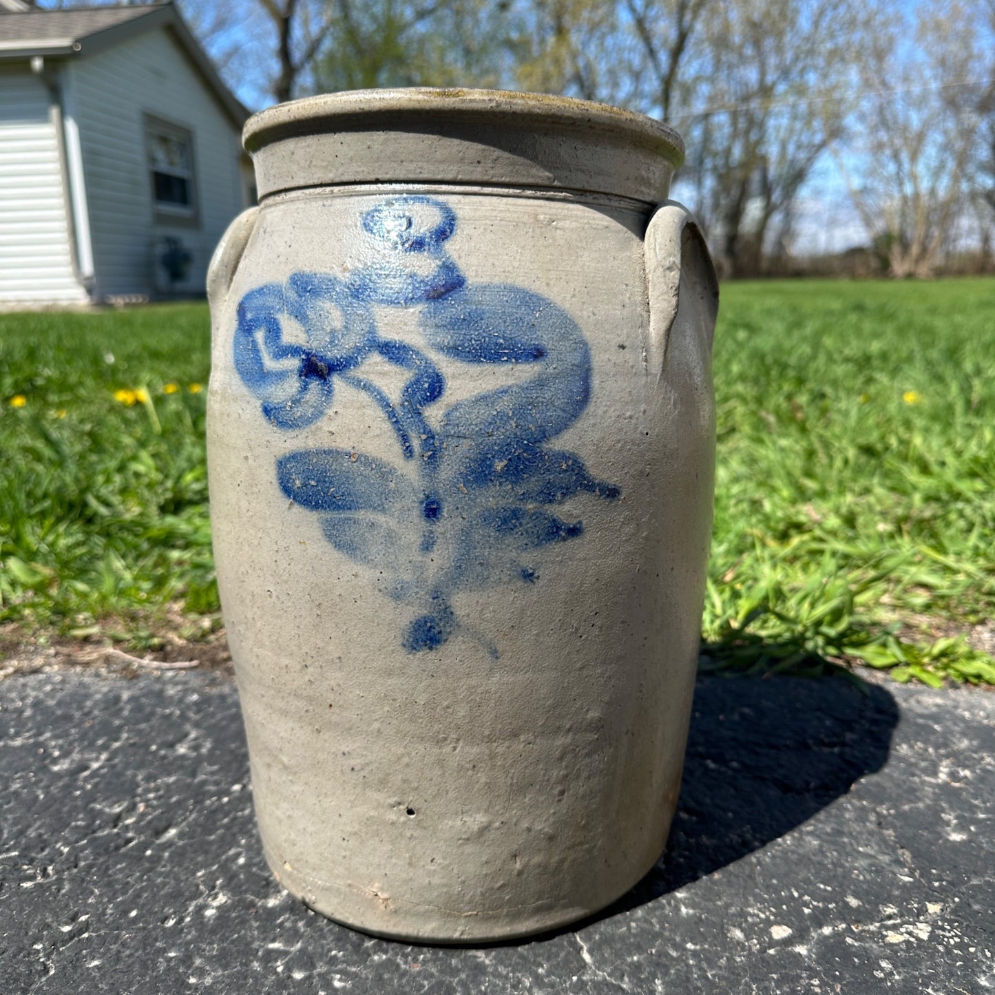 3 Gall Milwaukee Stoneware Co Wisconsin Ornately Decorated Cobalt Crock Churn