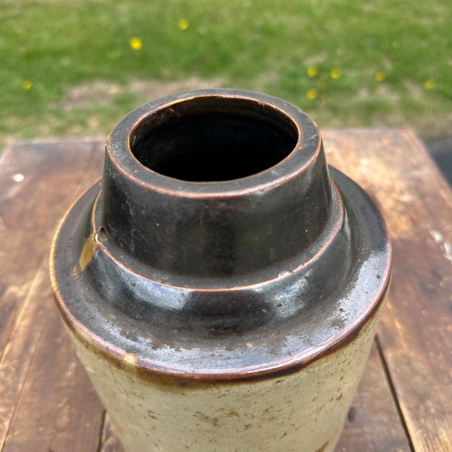 Antique Stoneware Glazed Preserves Jar Kitchen Decor